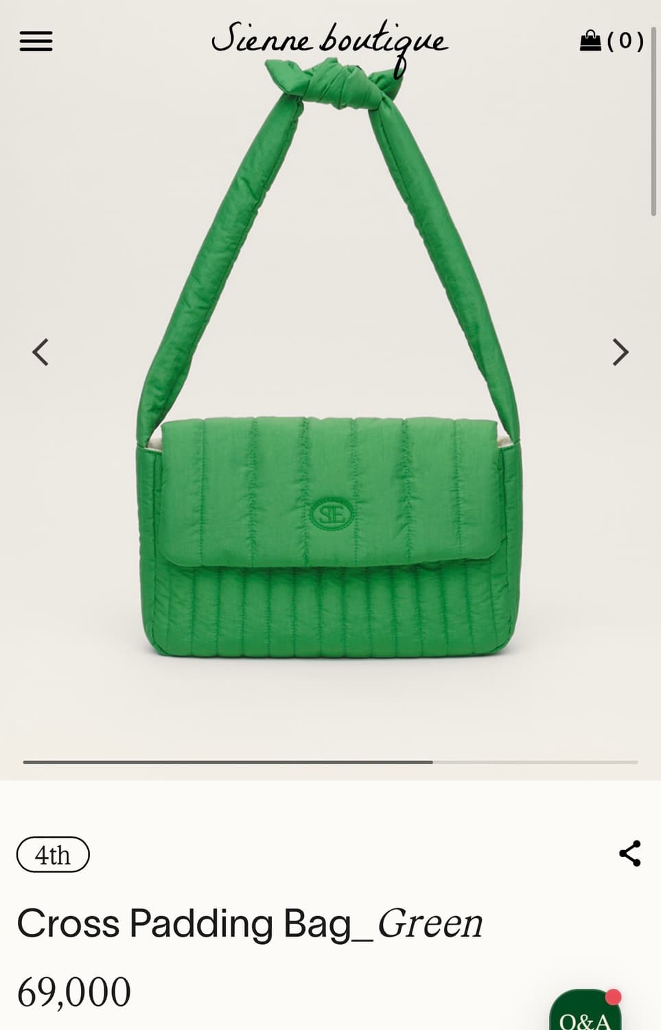 시엔느 패딩백 크로스백 그린 상품이미지4