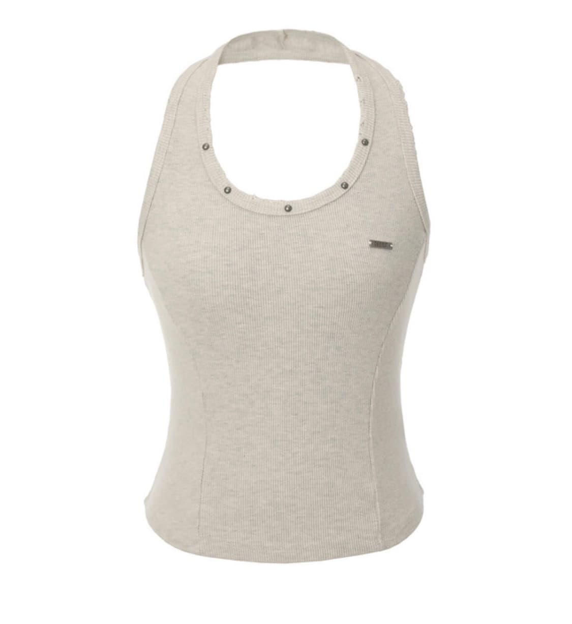 카키포인트 데미지 홀터넥 탑 베이지 상품이미지3