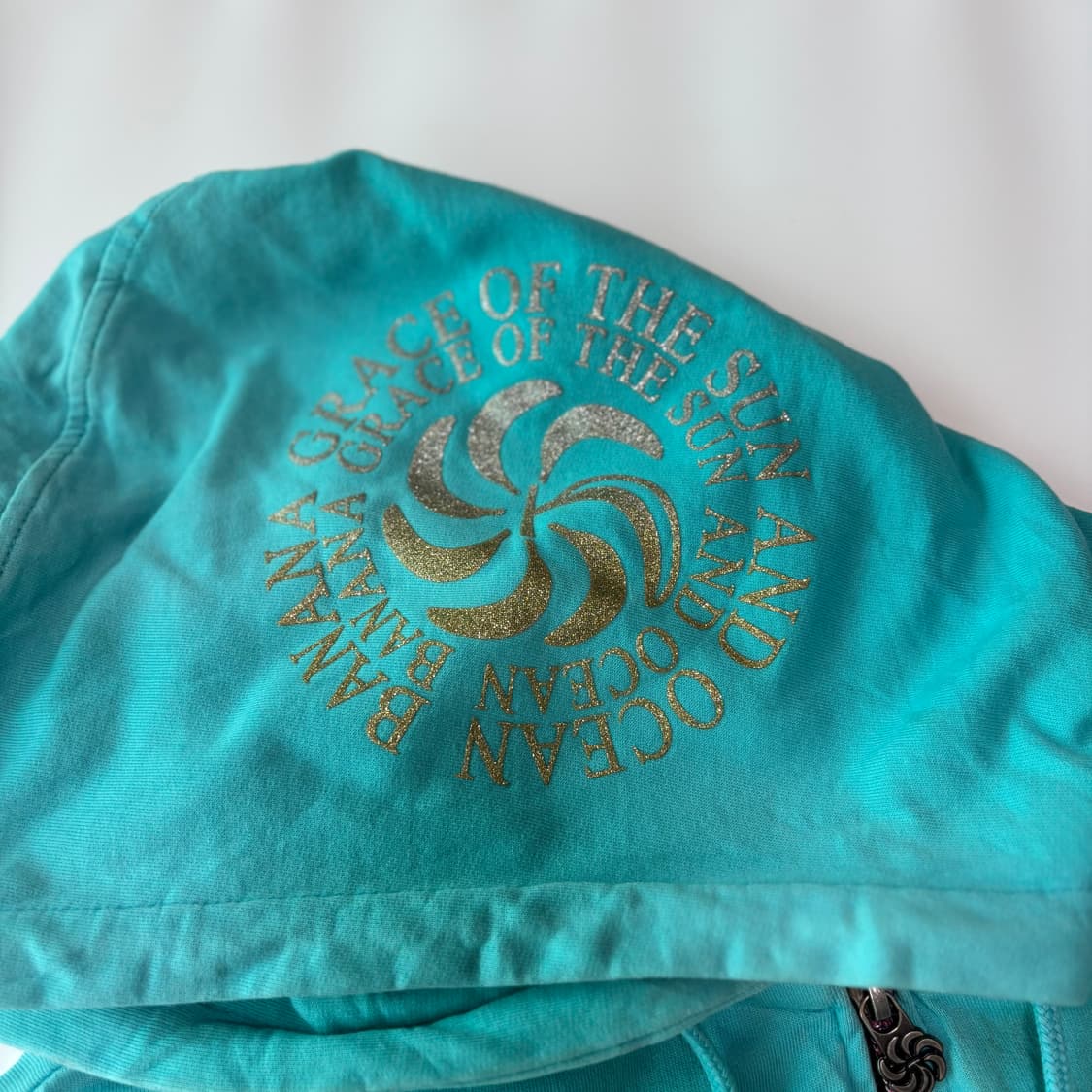 바나나세븐 글리터 로고 민트 후드 집업 상품이미지3