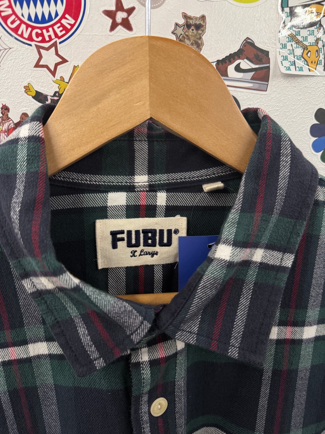 FUBU 후부 올드스쿨 그린 체크 남방 셔츠 XL 상품이미지5