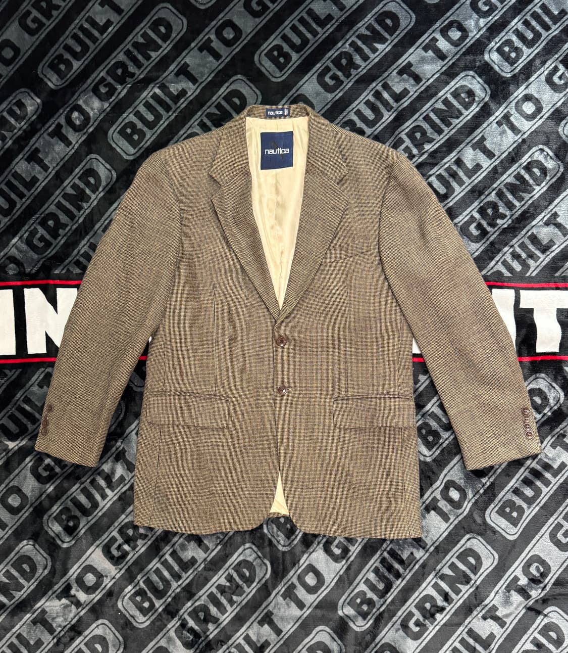 노티카 램스울 체크 패턴 브라운 블레이져 42R XL 상품이미지1