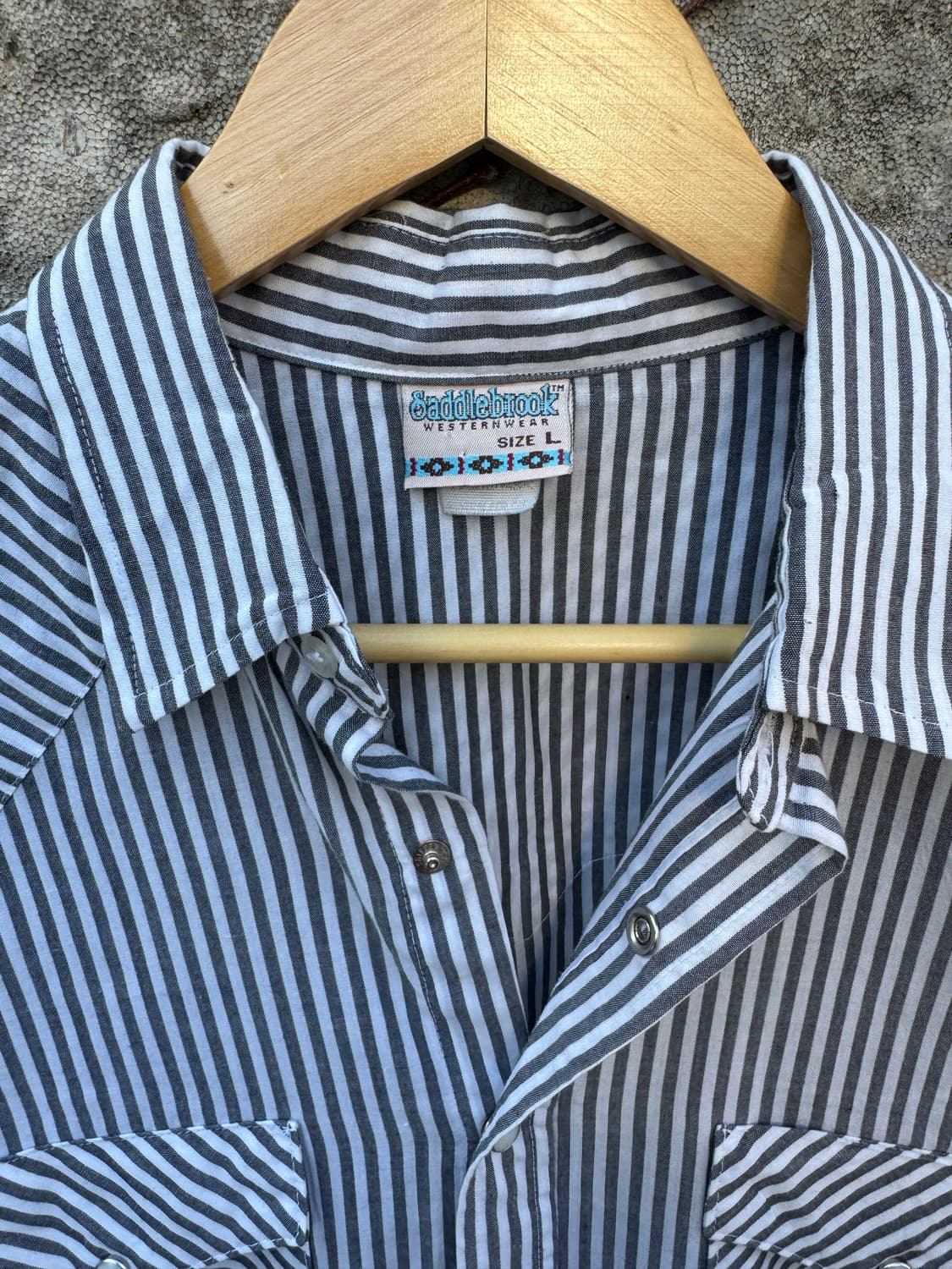 80s saddlebrook 빈티지 스트라이프 웨스턴 셔츠 L 상품이미지5