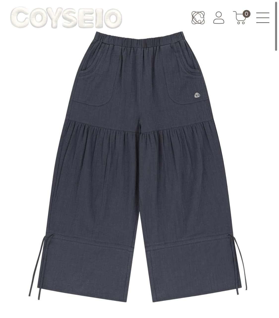 코이세이오 셔링러프팬츠 네이비 상품이미지1