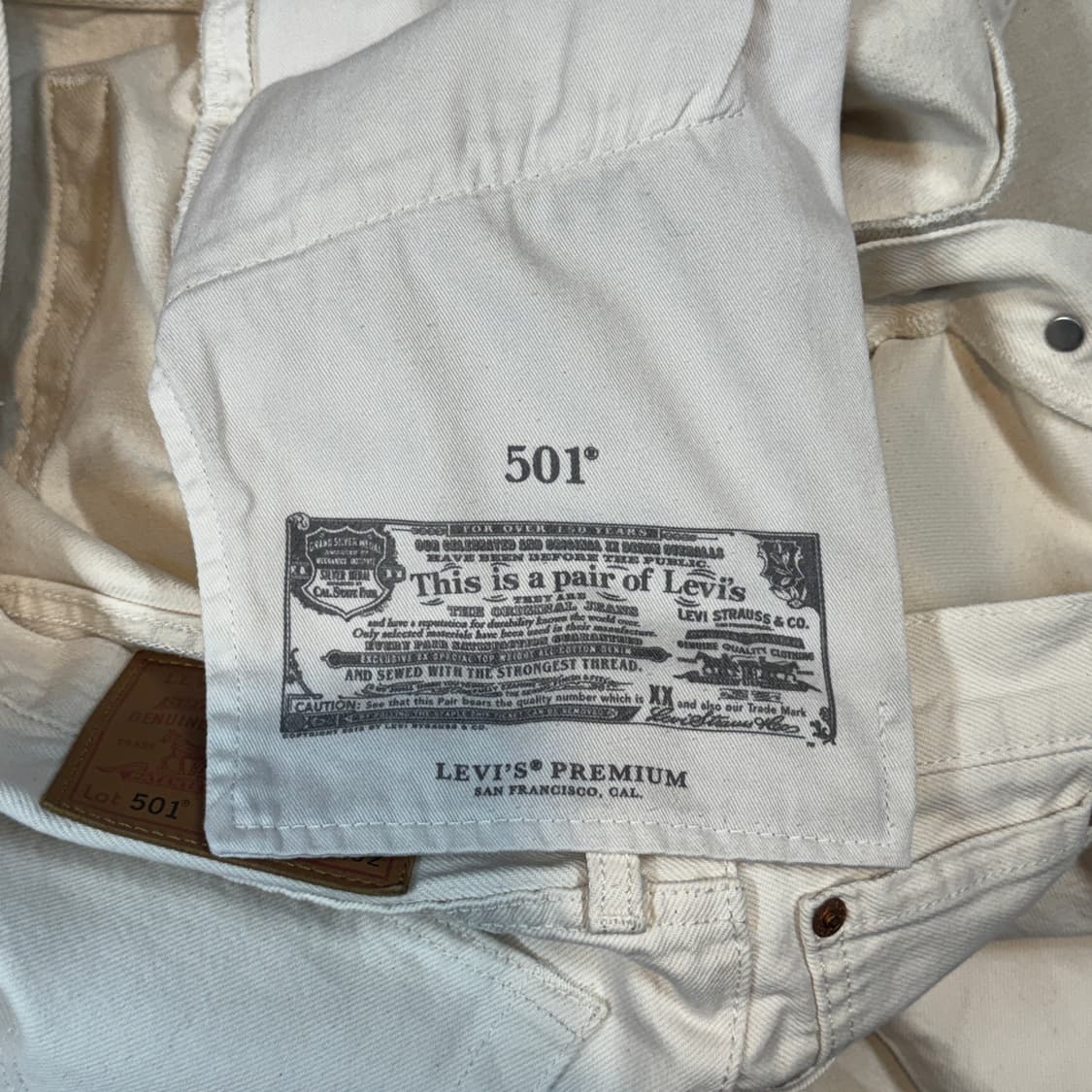 36inch) 리바이스 프리미엄 501 화이트진 데님 청바지 상품이미지10