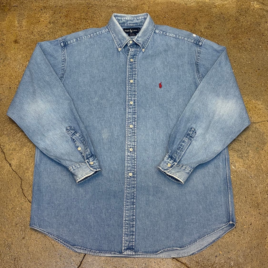 90s 미국 빈티지 폴로랄프로렌 청남방 청셔츠 데님셔츠 상품이미지1