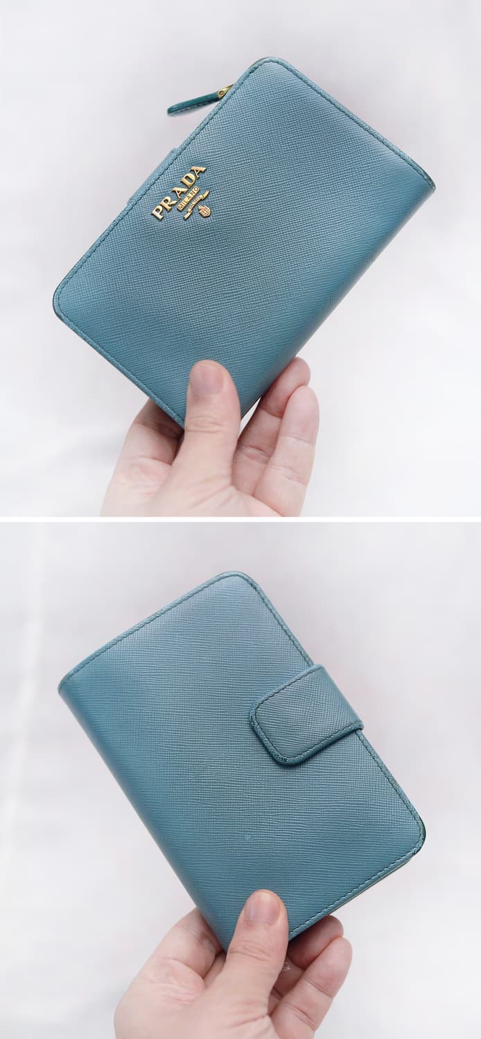 프라다 사피아노 메탈 로고 지퍼포켓 중지갑 (에메랄드 블루) 상품이미지4