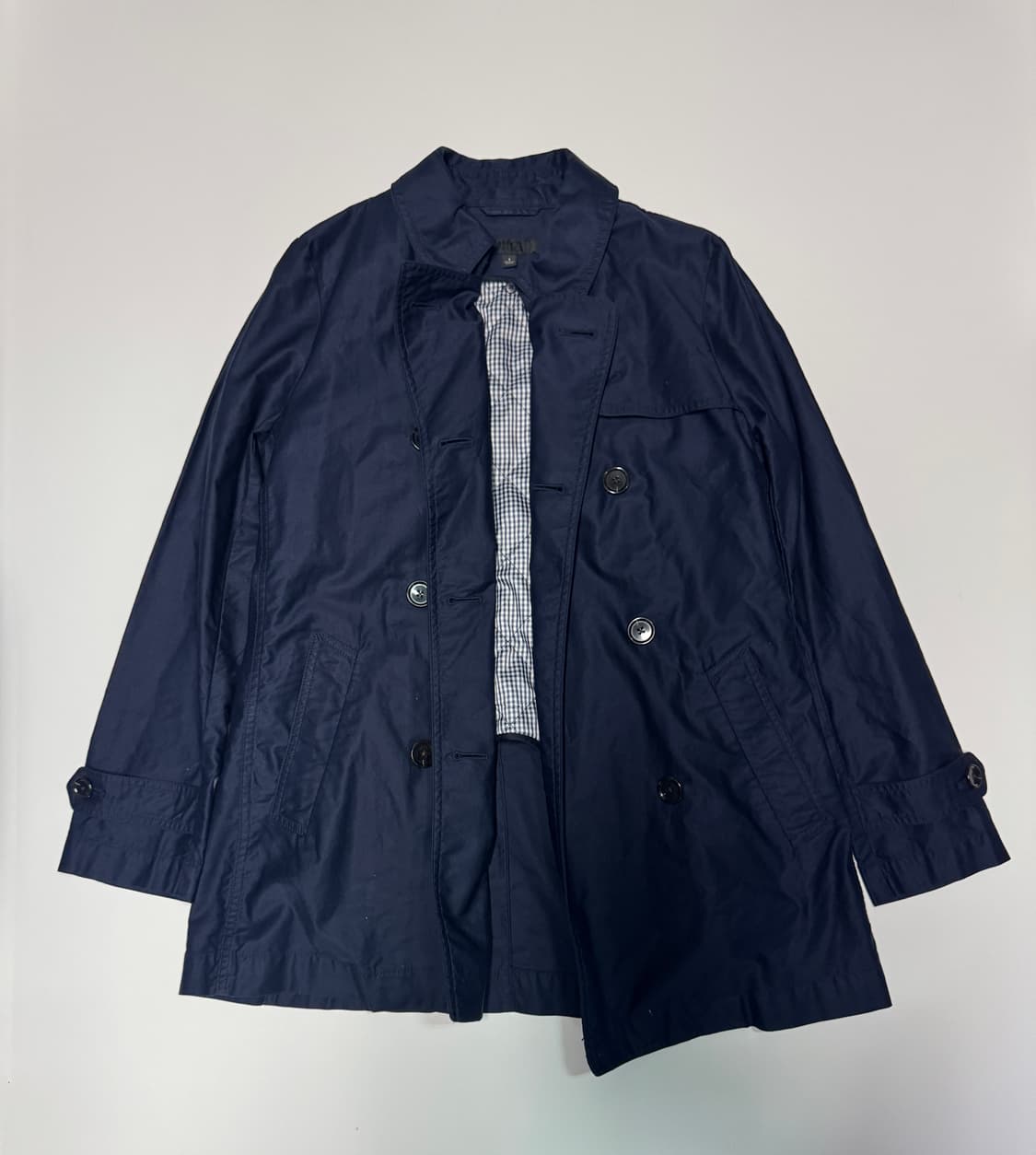 여성 유니클로 패딩 안감 트렌치코트 네이비 상품이미지1