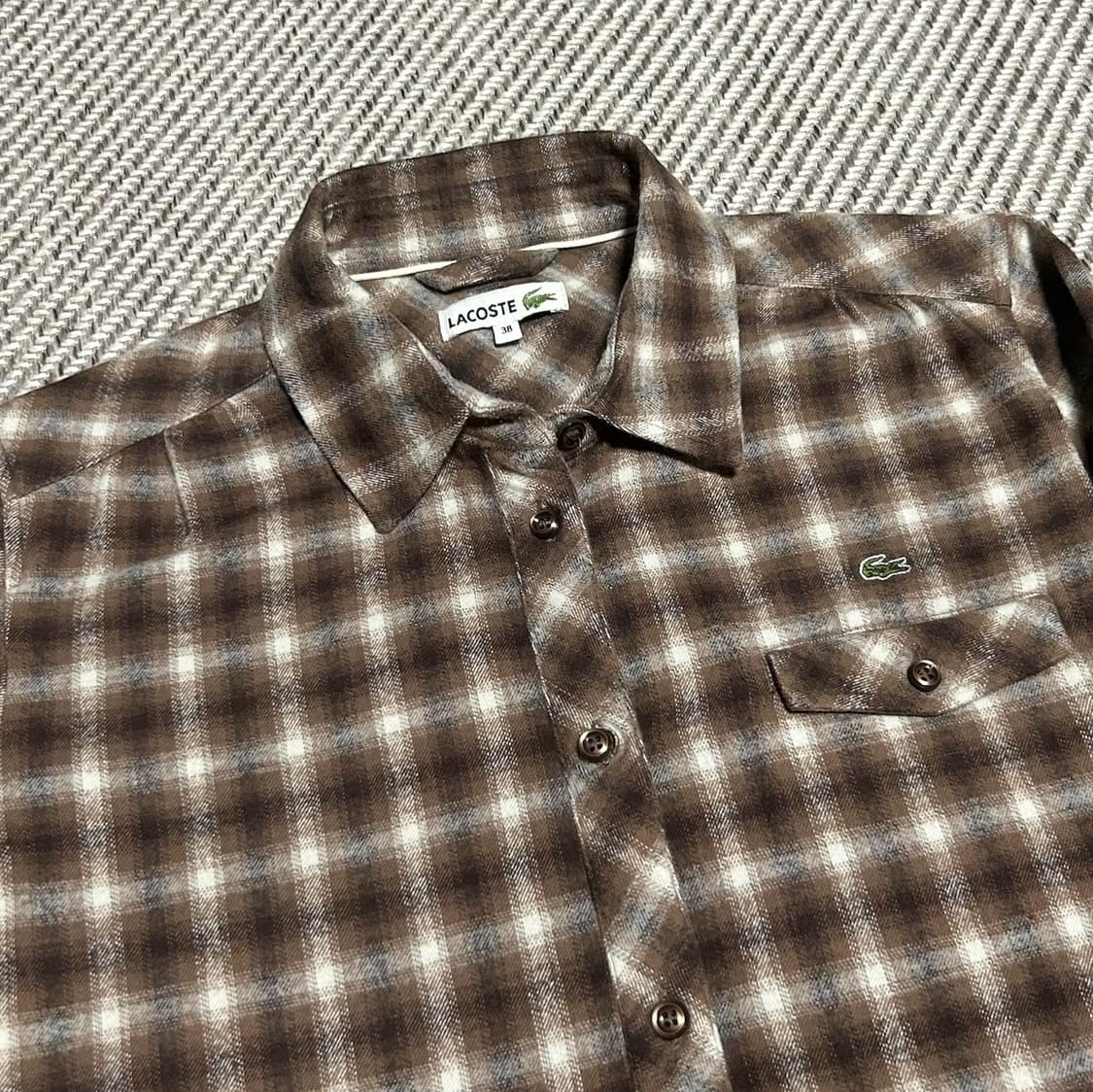 [S] Lacoste 라코스테 브라운 플란넬 체크셔츠 상품이미지3
