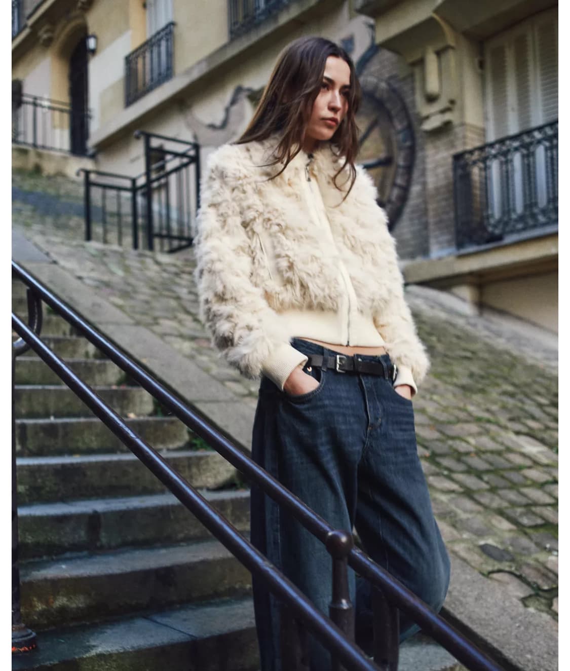 자라 페이크 퍼 봄버 재킷 m (새상품) 상품이미지2