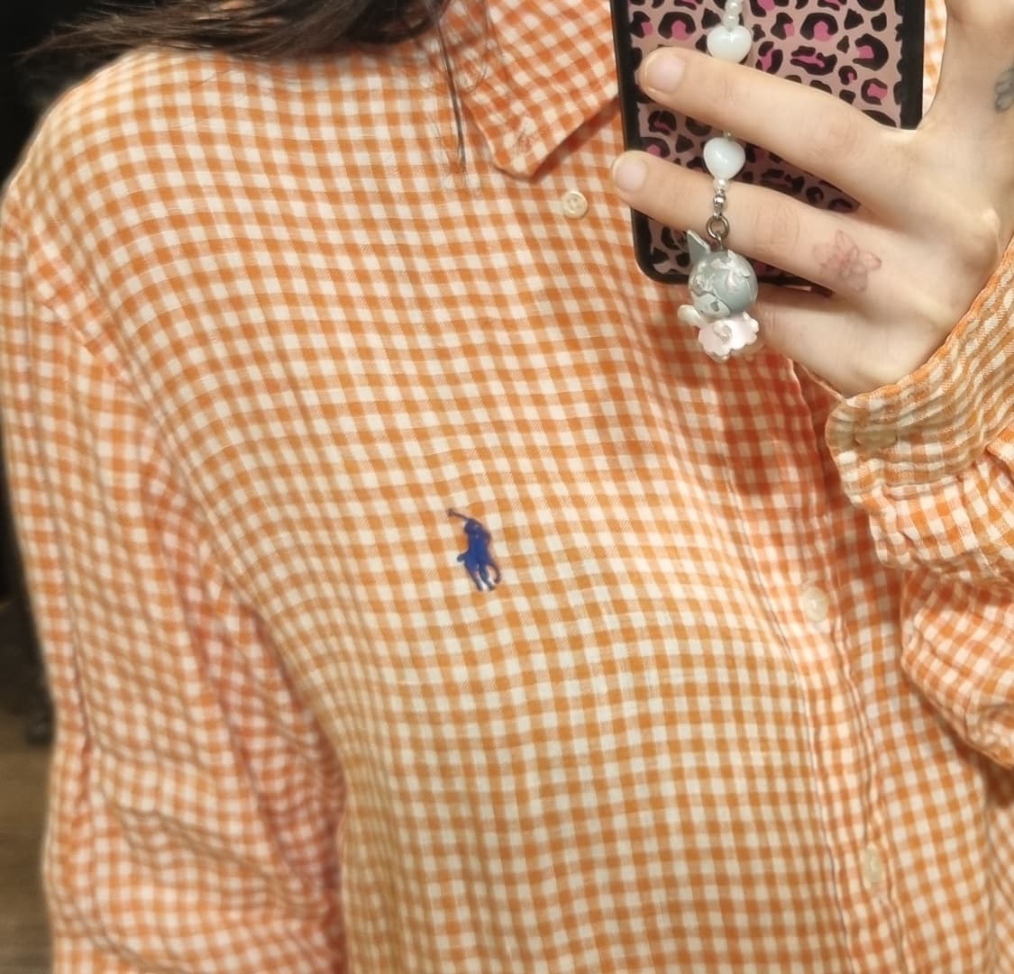 [Hi] polo 폴로 긴팔 체크셔츠 오렌지 상품이미지3