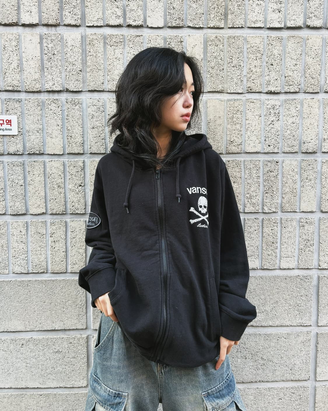 밴슨 오버핏 로고 프린팅 후드집업 상품이미지6