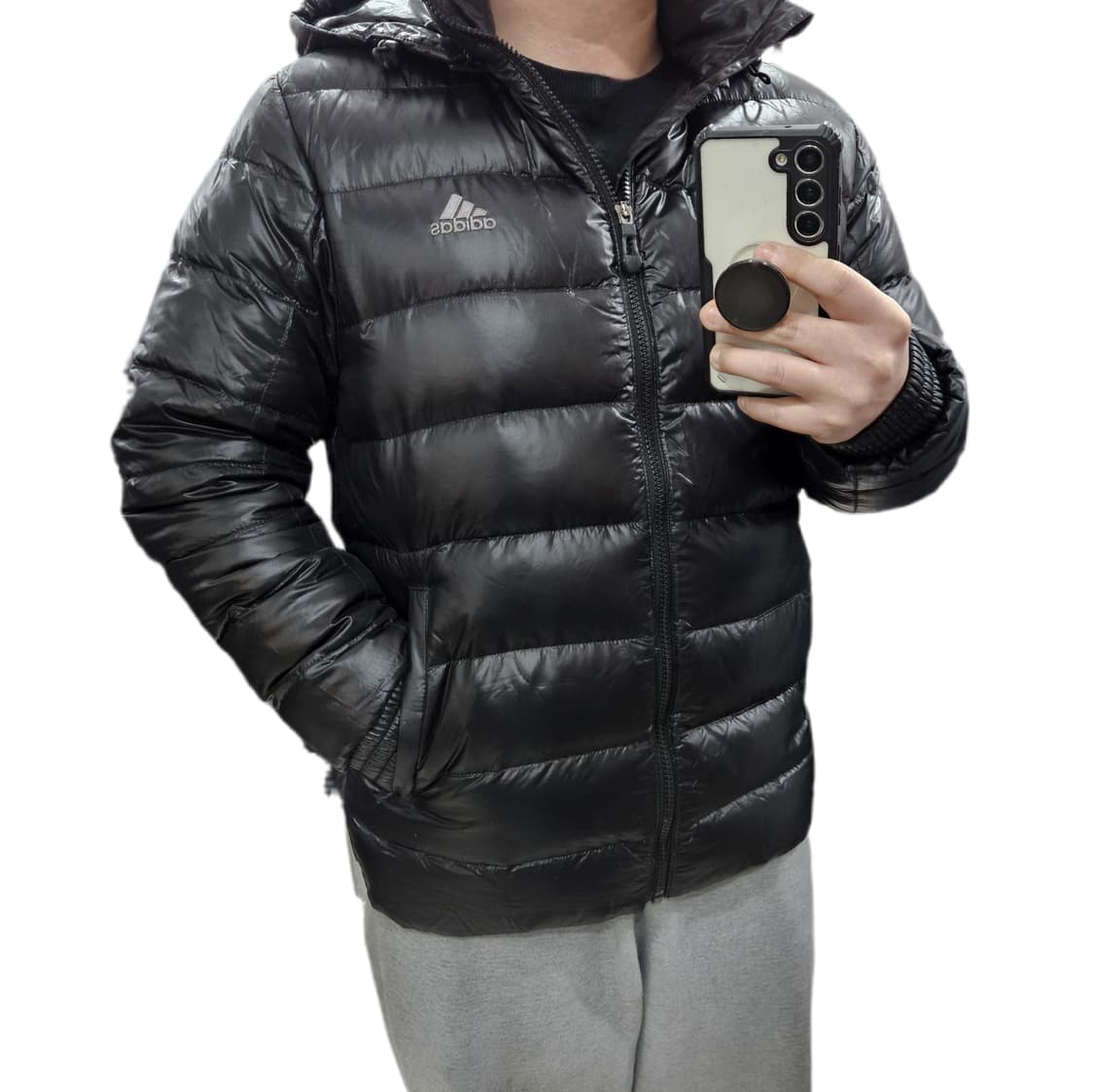 95 아디다스 구스 유광 경량패딩 상품이미지1