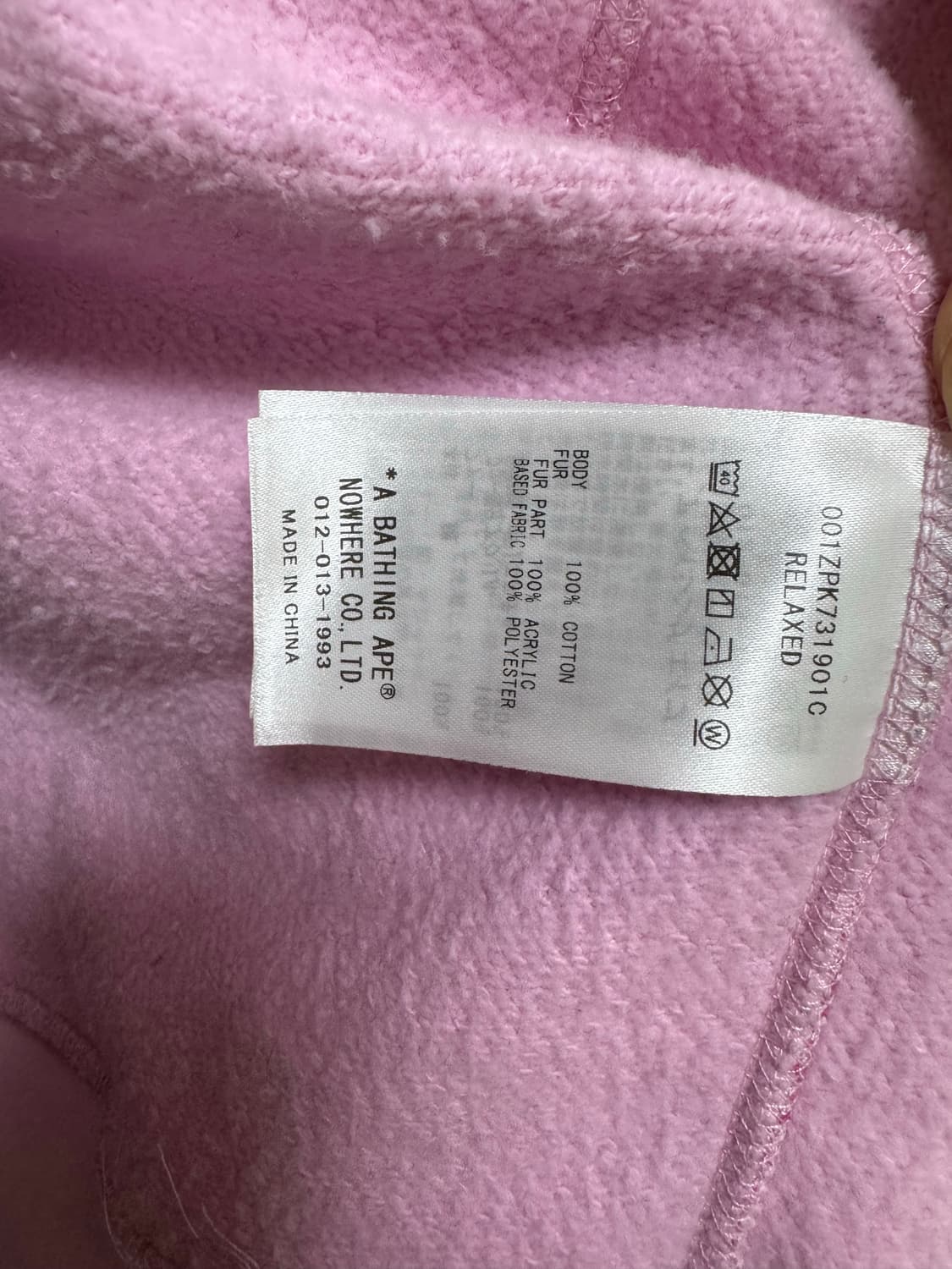 BAPE x 캑터스 잭 x 돈 톨리버 포우 퍼 샤크 집 후드 핑크 상품이미지9
