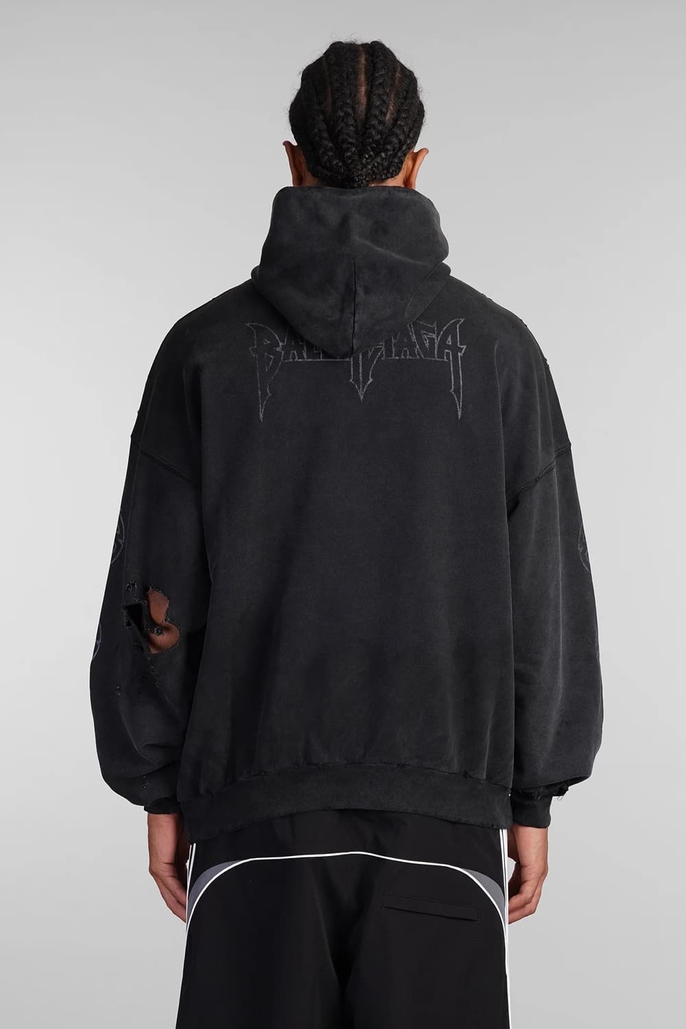 발렌시아가 파리 문 노 포켓 오버사이즈 후드 티셔츠 페이드 블랙 1사이즈 상품이미지6