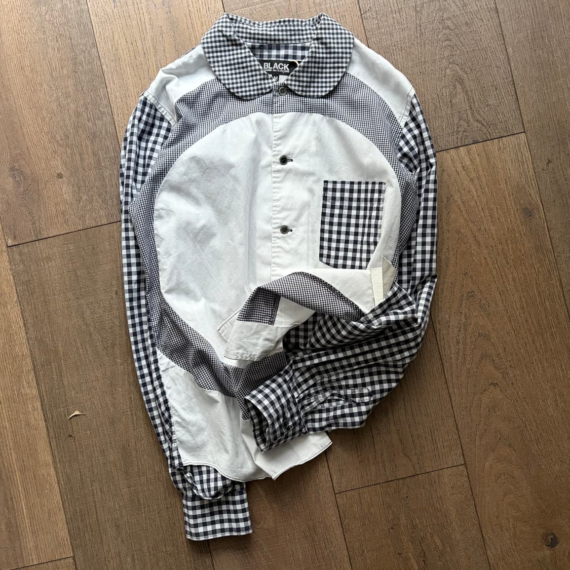 Circle Patchwork Gingham Check Blouse 상품이미지3