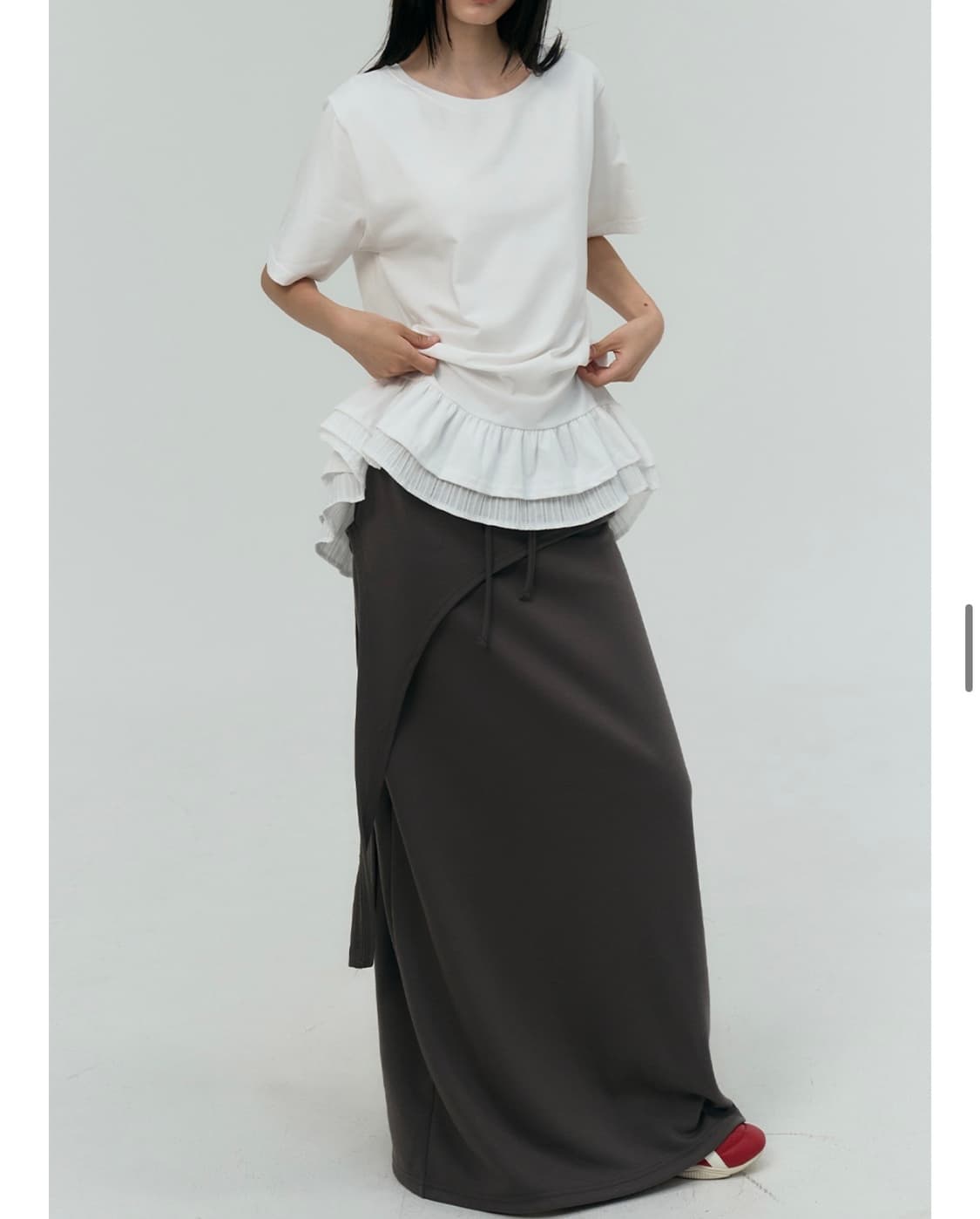 플레이스 스튜디오 언발란스 레이어드 밴딩 롱스커트 상품이미지3