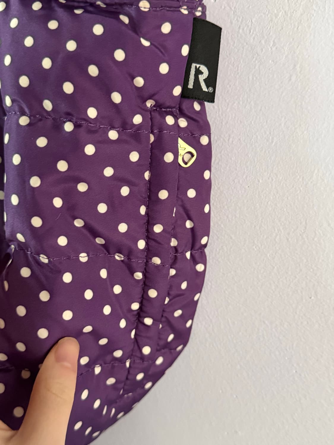 패딩 도트백 포도색 보라색 땡땡이 가방 토트백 일본빈티지 상품이미지7