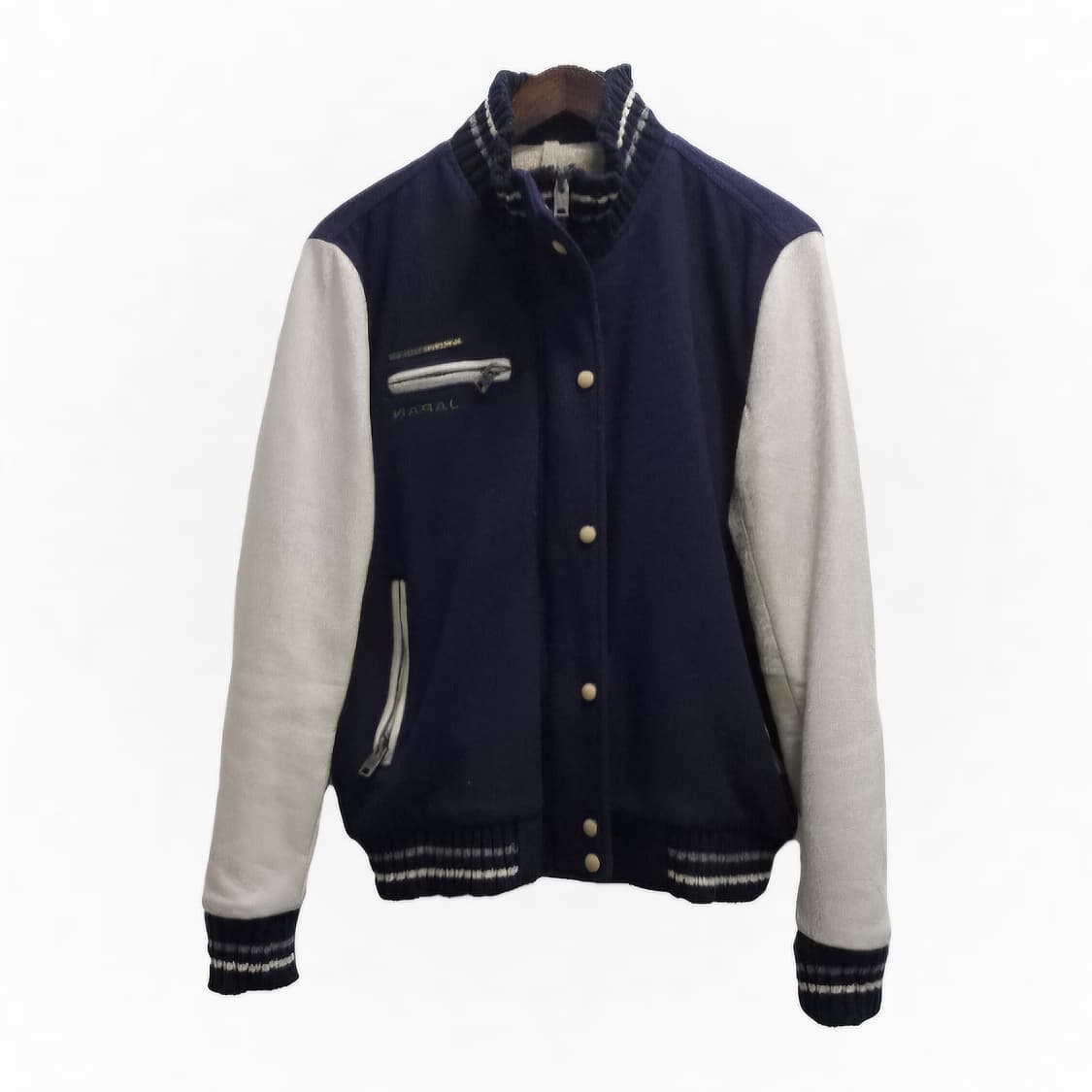 슈퍼드라이 네이비 울 스타디움 레더 자켓 S / 할인 상품이미지5