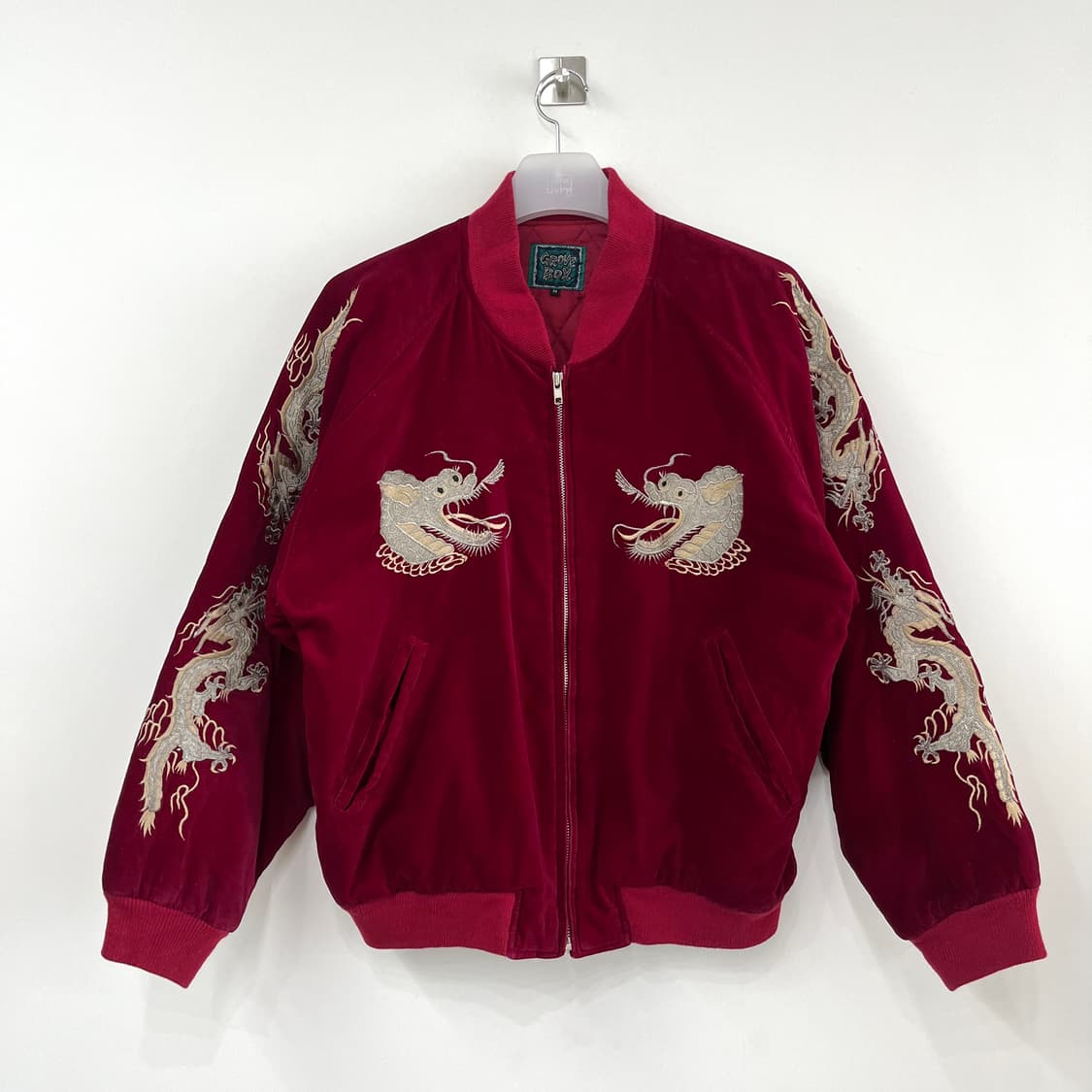 Japanese 버건디 드래곤 벨벳 스카쟌 자켓 상품이미지2