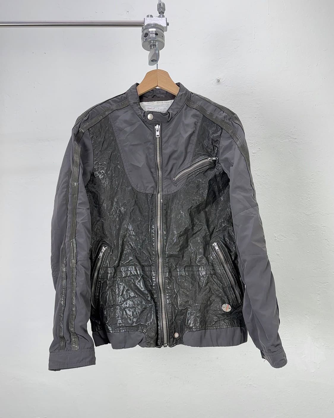 디젤 블랙 패널 믹스 사이드 라이딩 레더 자켓 상품이미지1