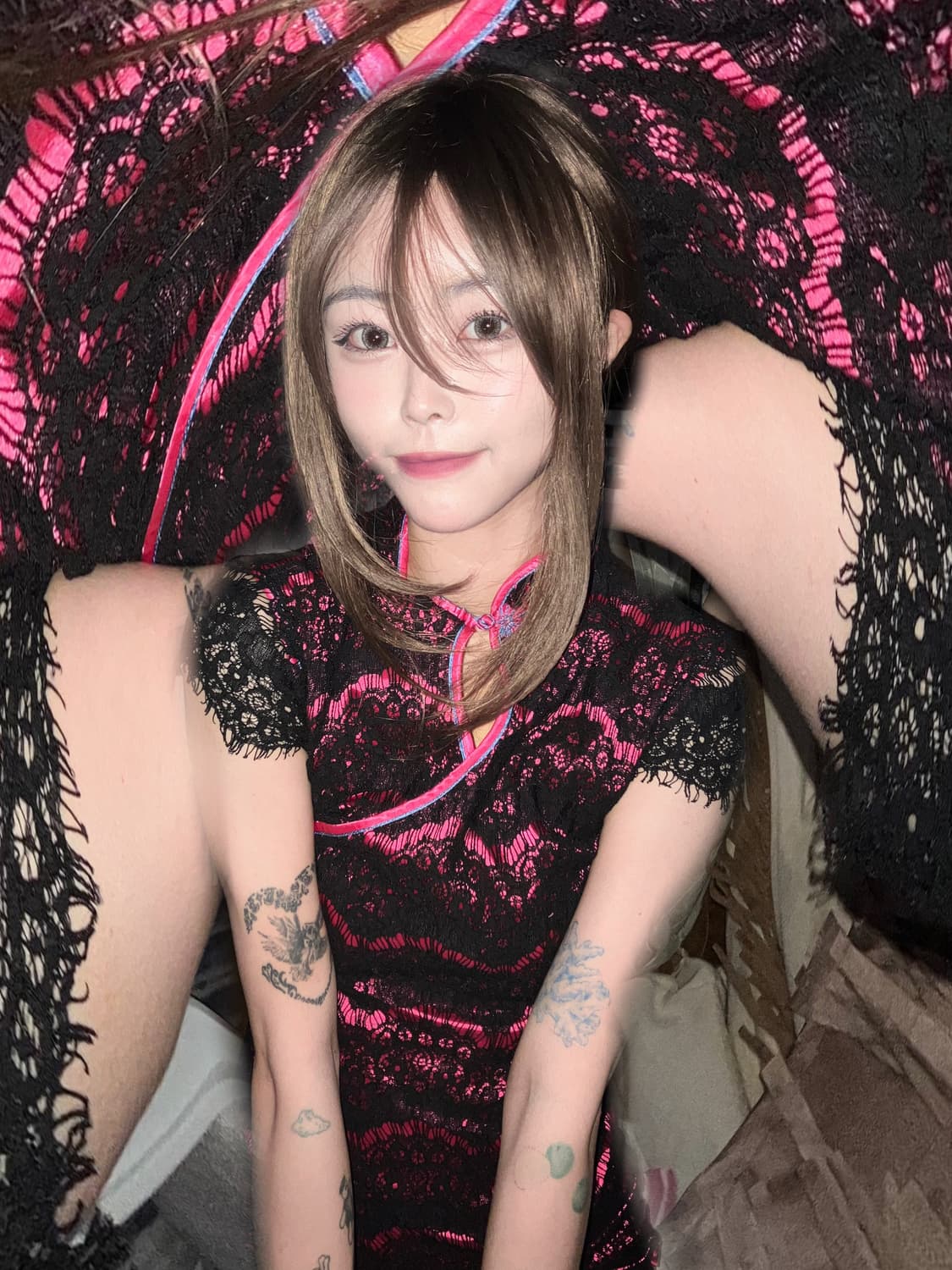 Black lace unique chipao 상품이미지4