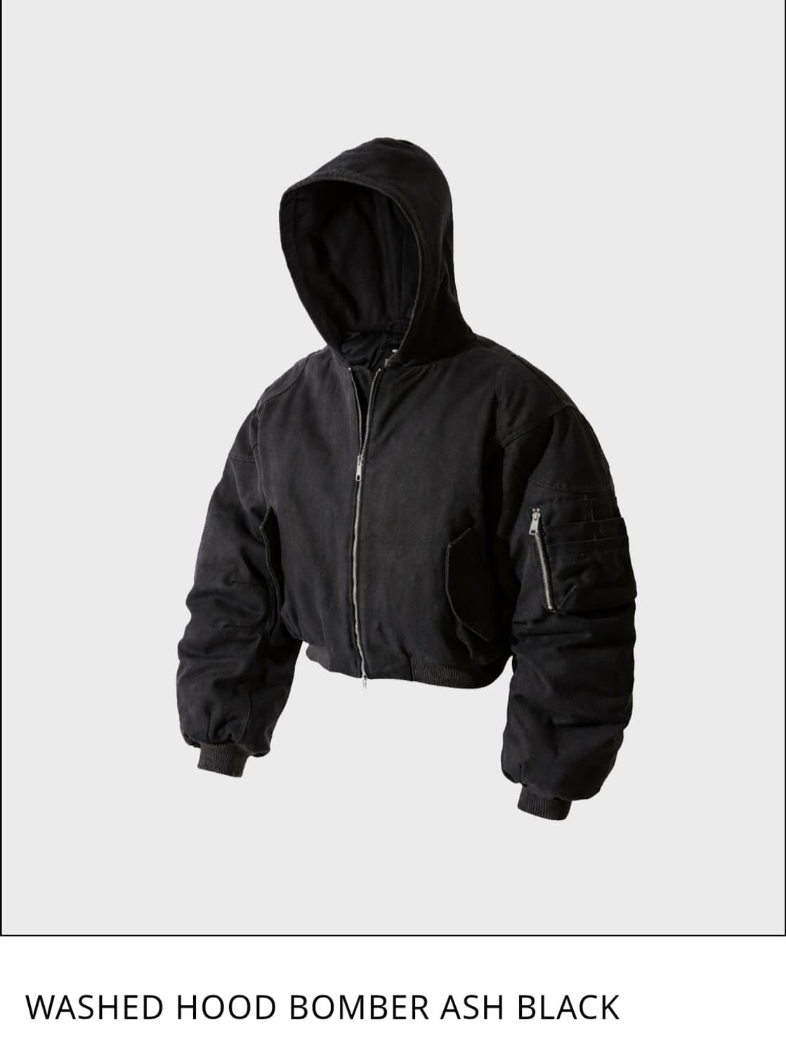 [로어링라드] WASHED HOOD BOMBER ASH BLACK 상품이미지1
