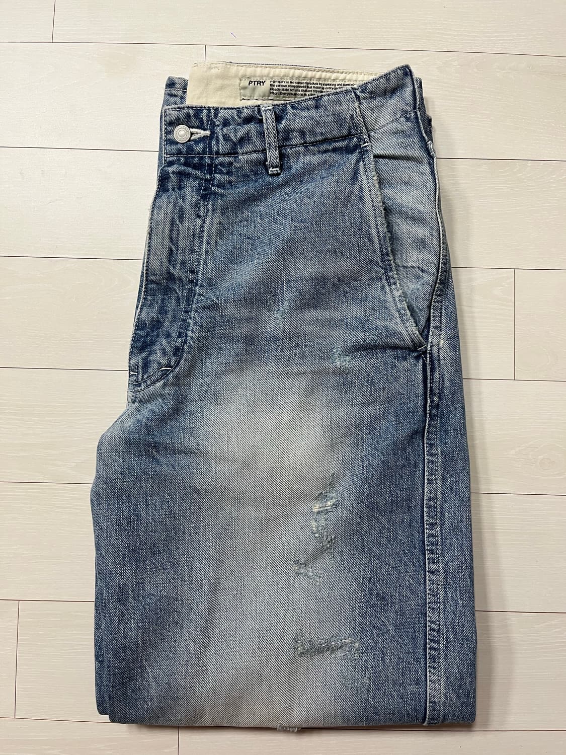 [POTTERY] 원워시드 와이드 데님 팬츠_미드블루2 (1사이즈) 상품이미지7