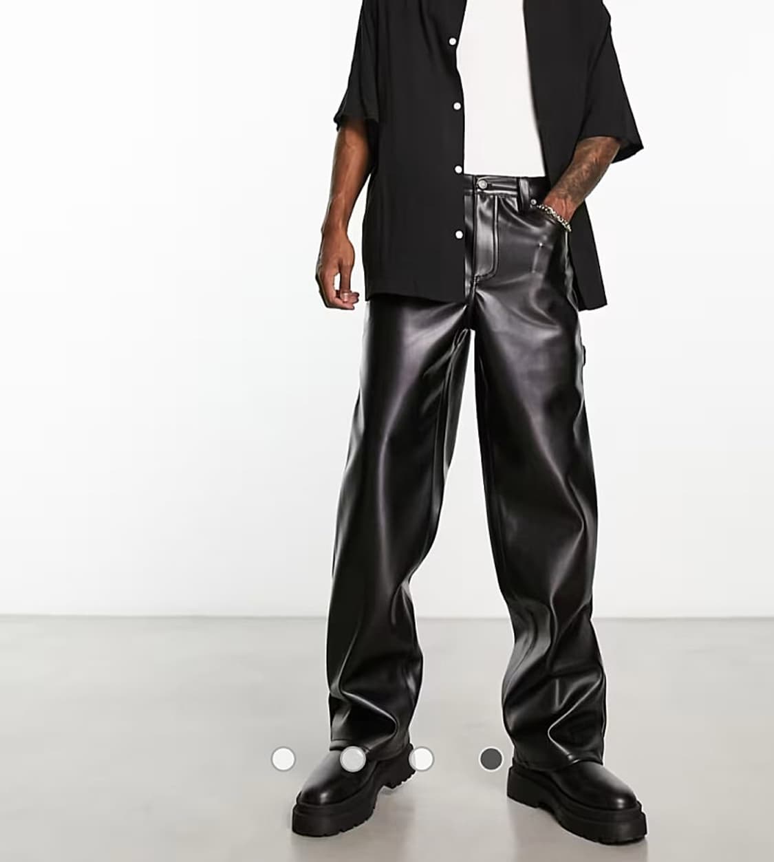 guess /게스 오리지널스 PU 카펜터 팬츠 블랙 상품이미지1