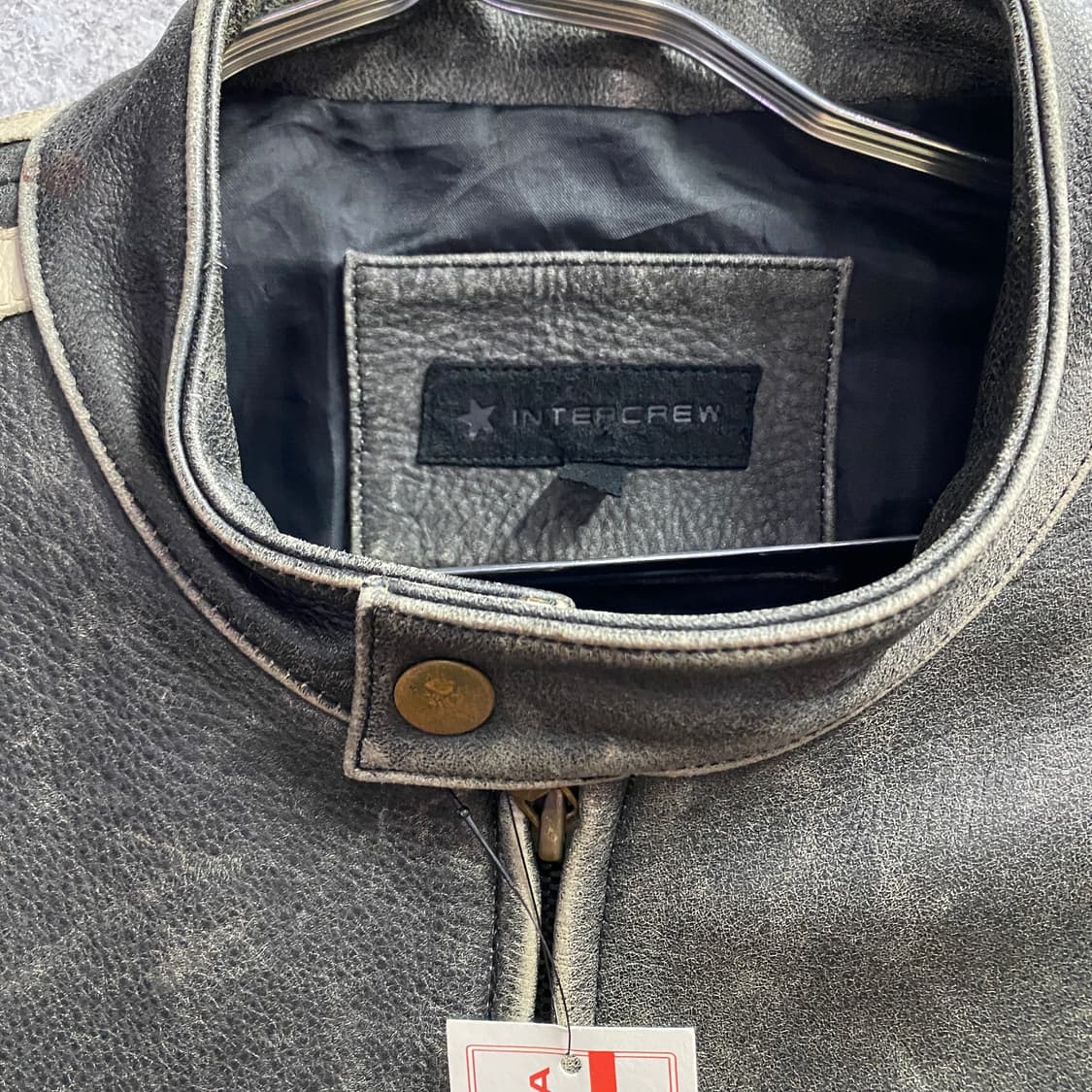 인터크루 빈티지 워시드 트랙탑 레더자켓 B4495 상품이미지3