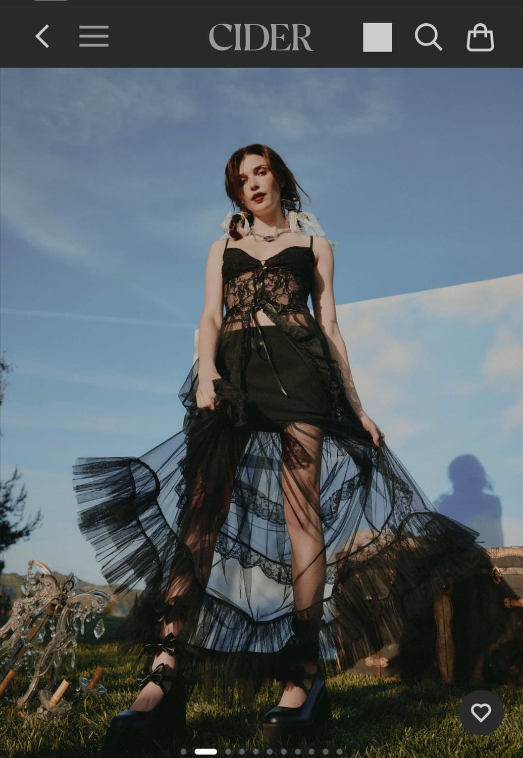 사이다 망사블랙 캉캉 롱 스커트 상품이미지2