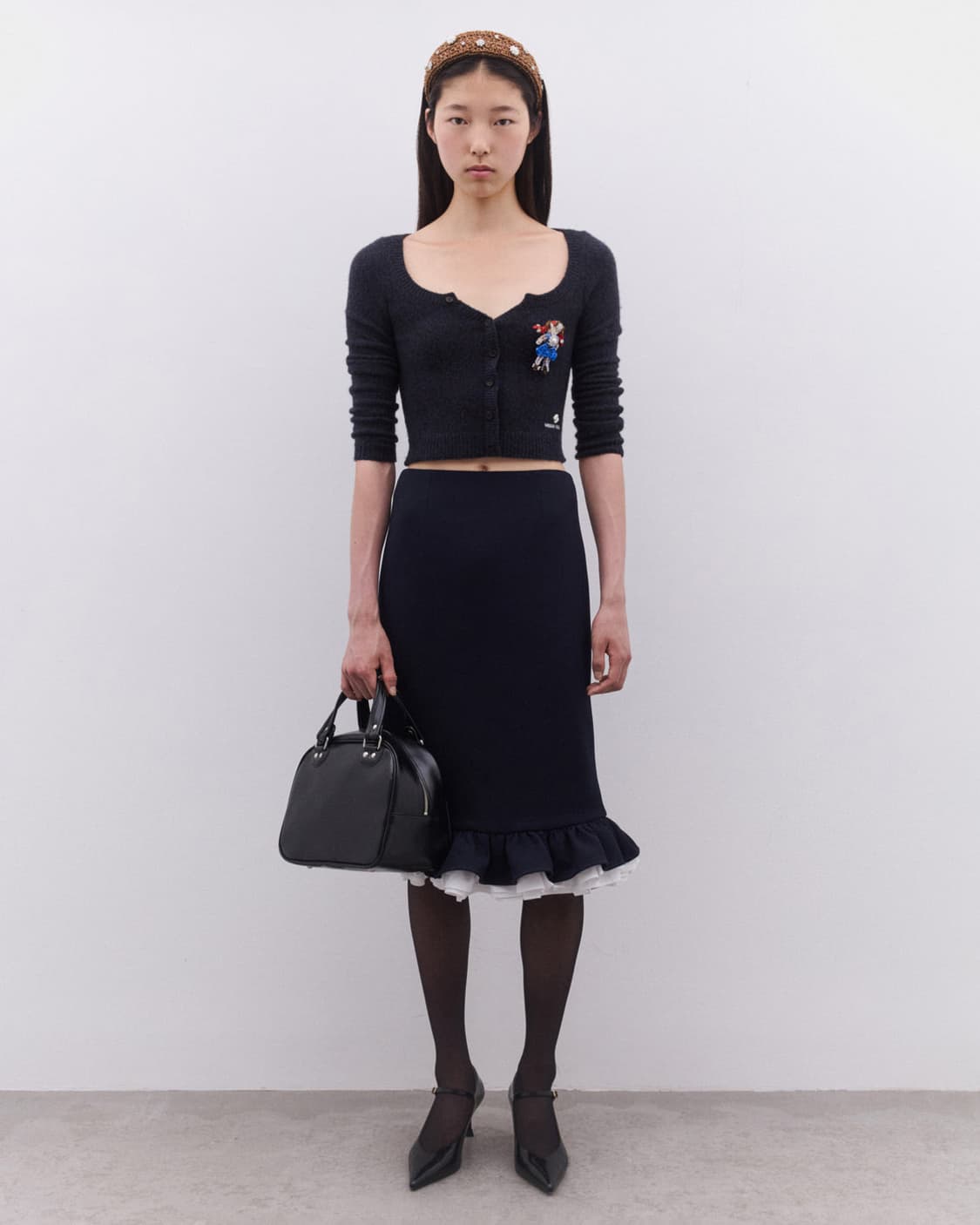 [6,8,10]슈슈통 25fw 와이드 라운드 넥 피티드 가디건/네이비 상품이미지7