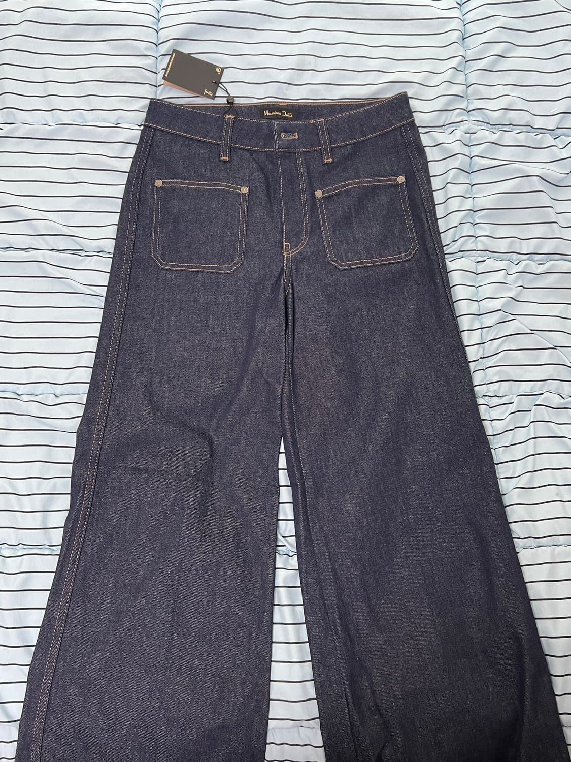 [새상품/택포] 마시모두띠 생지 와이드 데님 (턴업 디테일, 하이웨이스트 상품이미지4