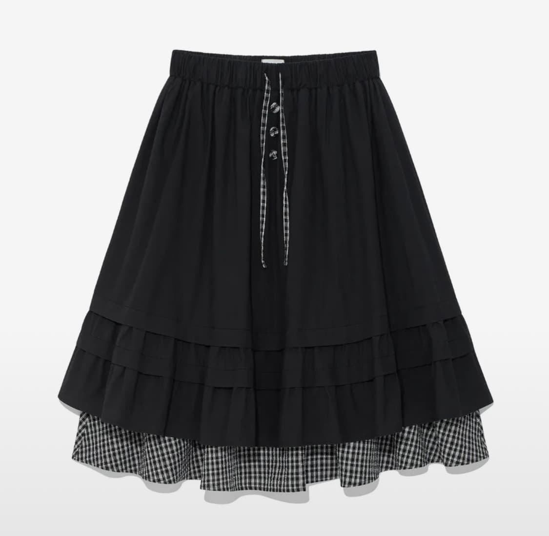더콜디 check pintuck layered skirt black 상품이미지1