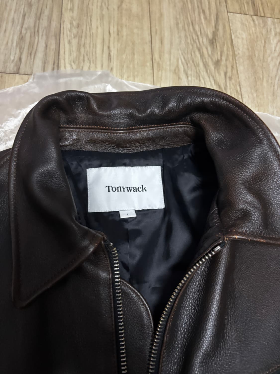 토니웩 크롭 레더 자켓 브라운 상품이미지3