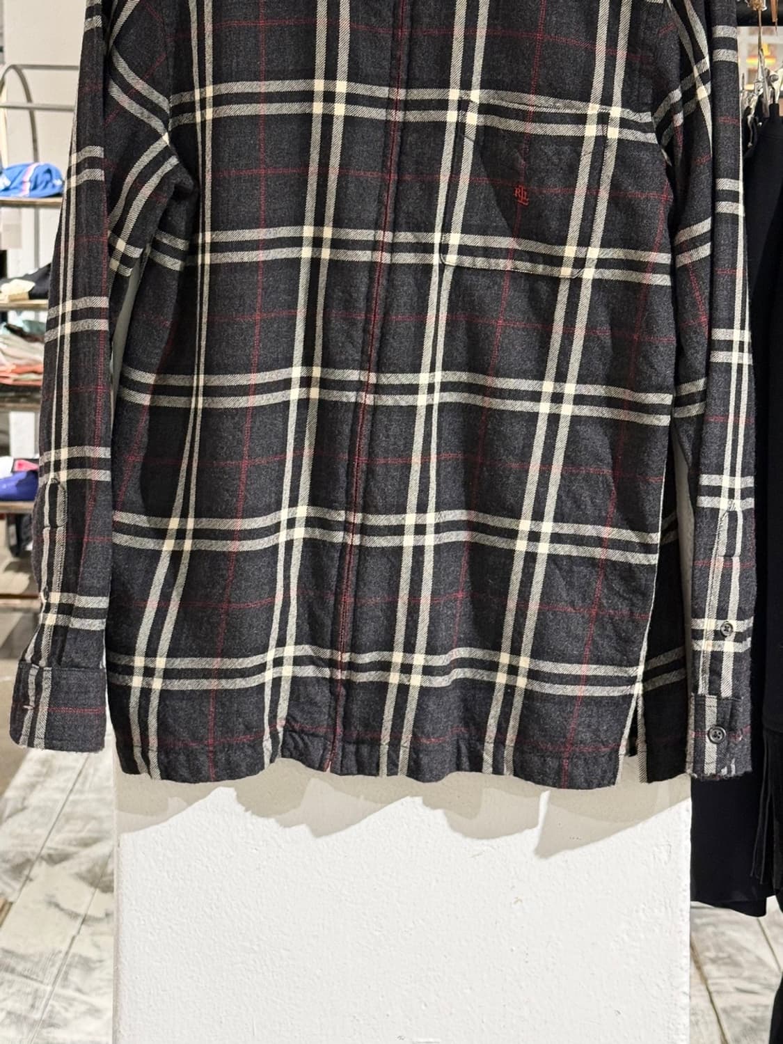 로렌 랄프로렌 차콜 체크 울 집업 셔츠 자켓 상품이미지5