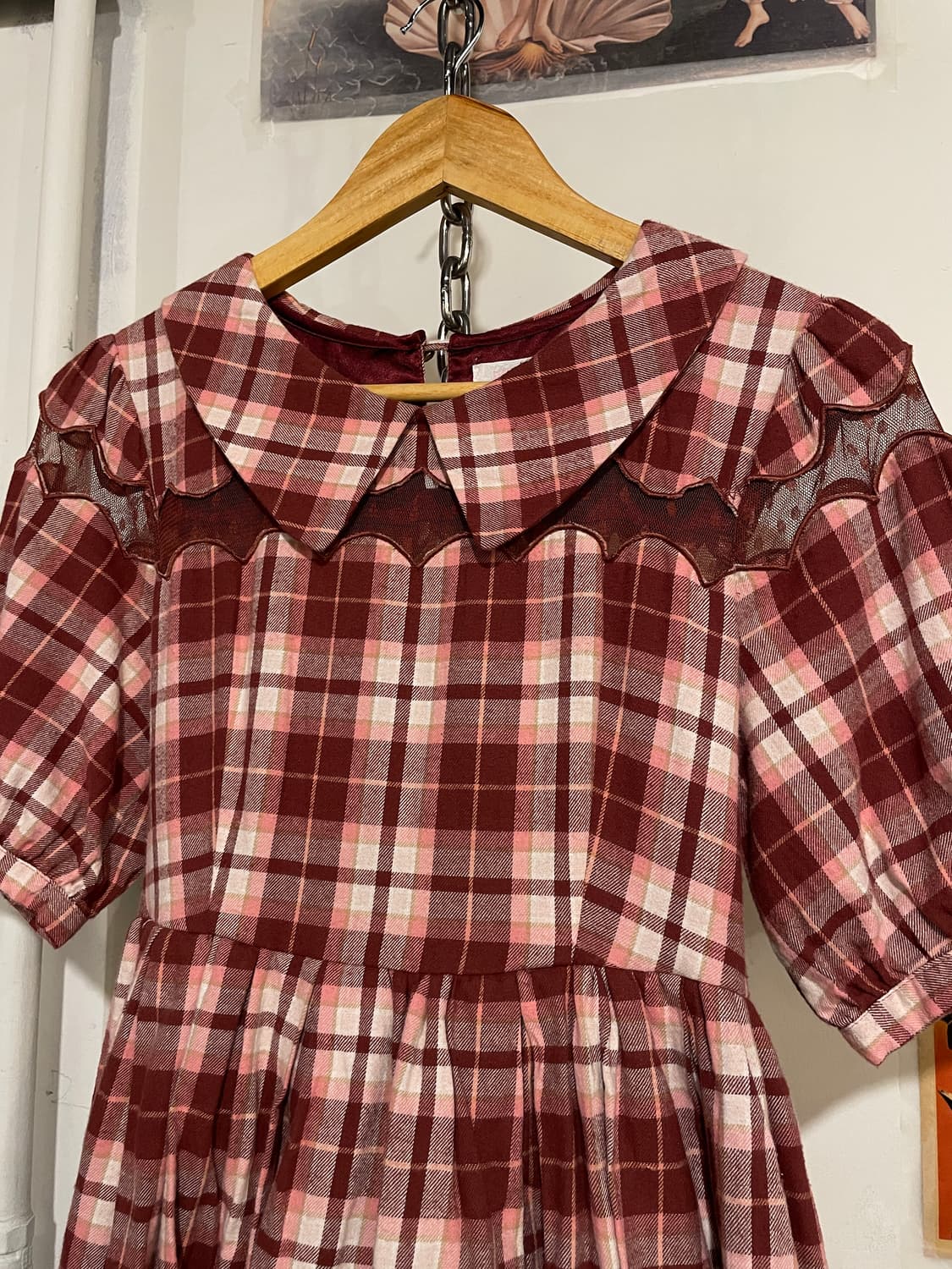 liz lisa 리즈리사 시스루 레드 체크 스트랩 미니 원피스 상품이미지4