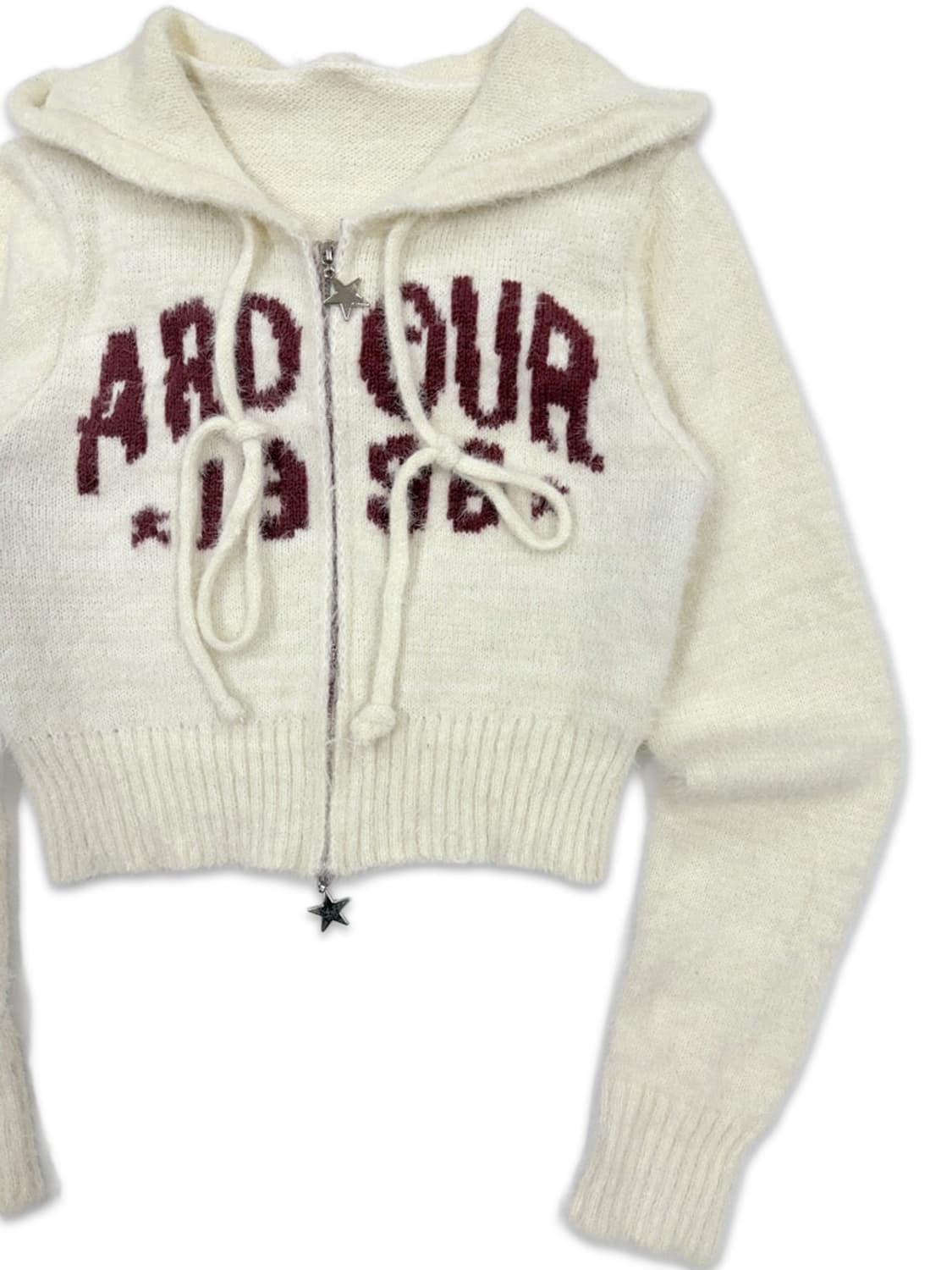 빈티지 아이보리 투웨이 크롭 후드집업 상품이미지2