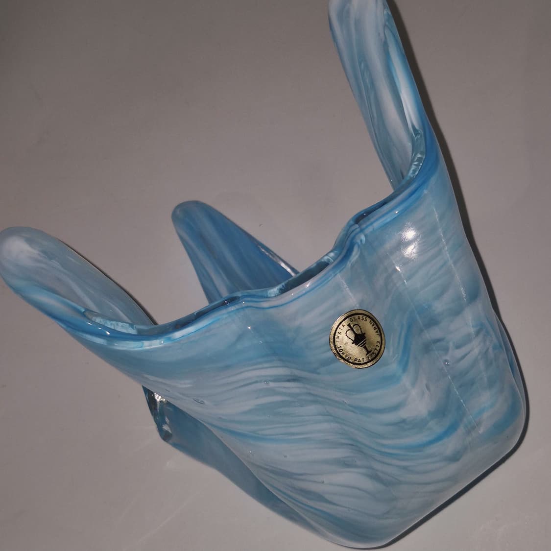 70s 이와타 핸드블로운 아쿠아 마블 산호 꽃병 상품이미지10