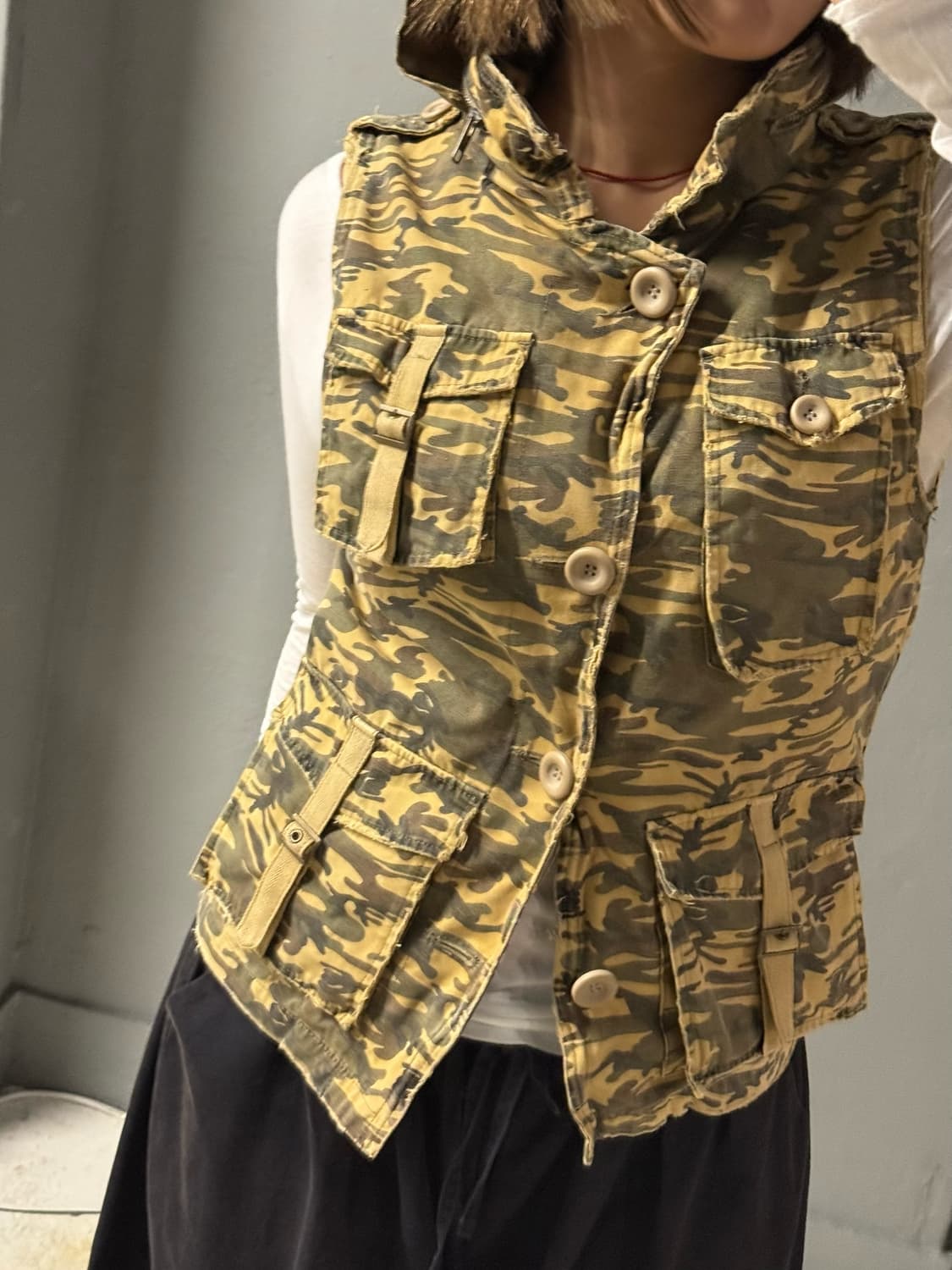 camo pattern pocket vest jacket 상품이미지3