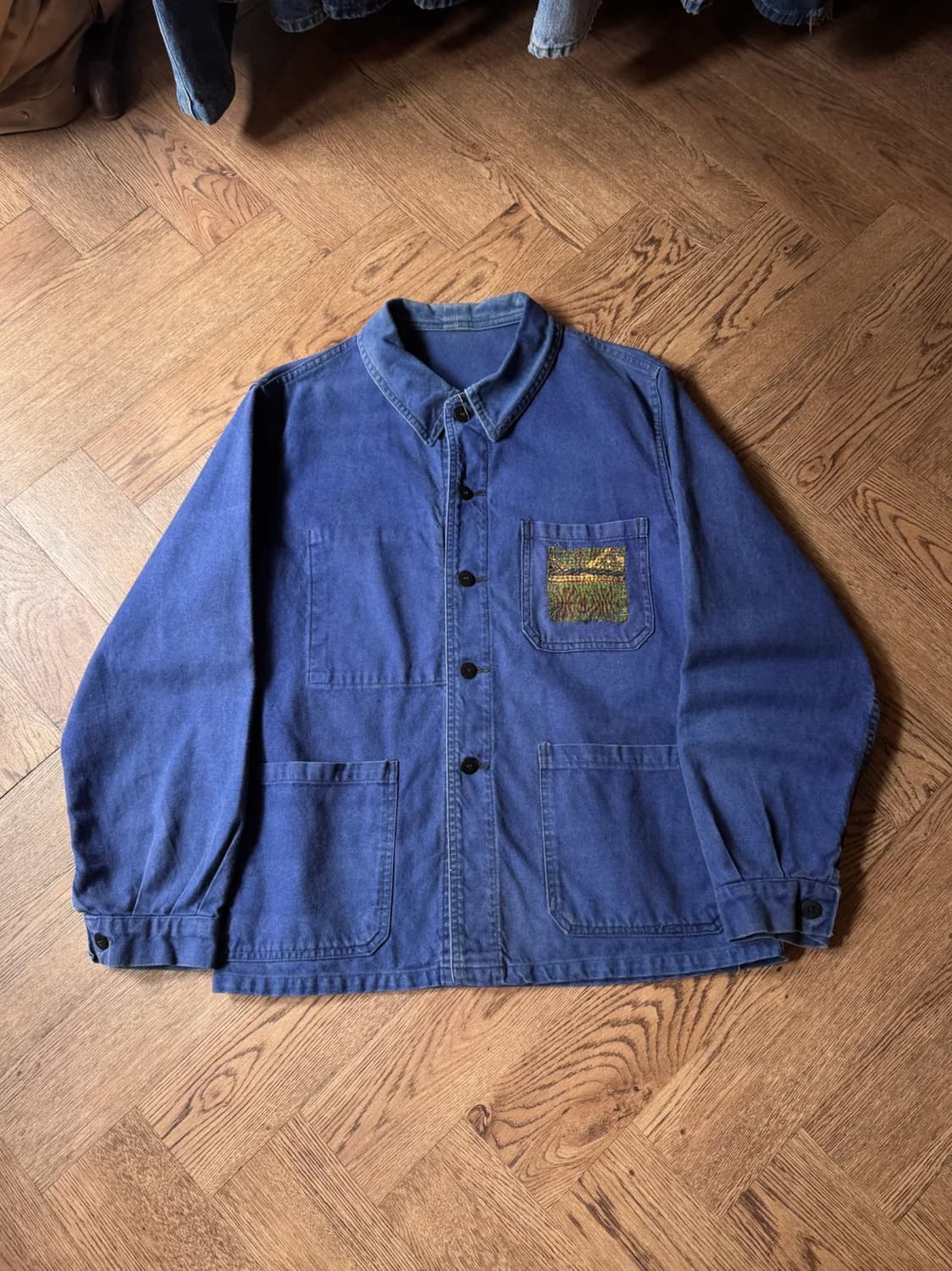 [M]빈티지 워싱 보로 패치업 프렌치 워크자켓 상품이미지1