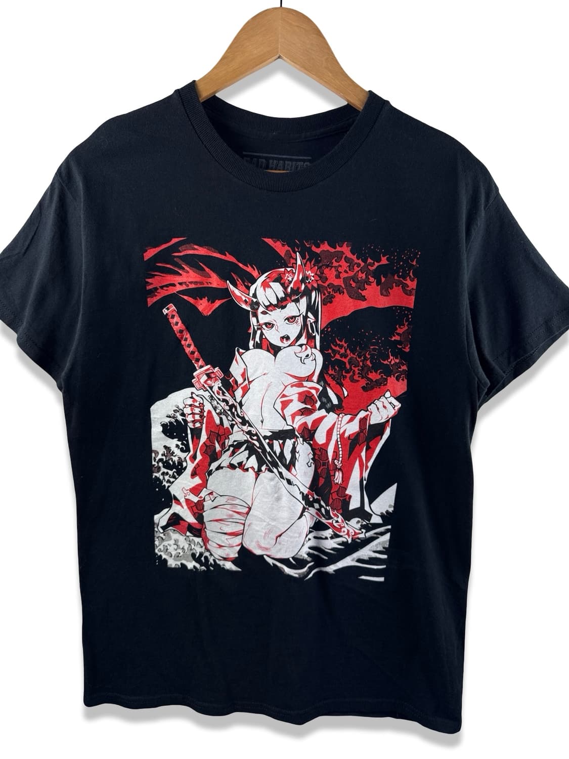 Bad Habits 카타나 그래픽 다크애니 티셔츠2078 상품이미지1