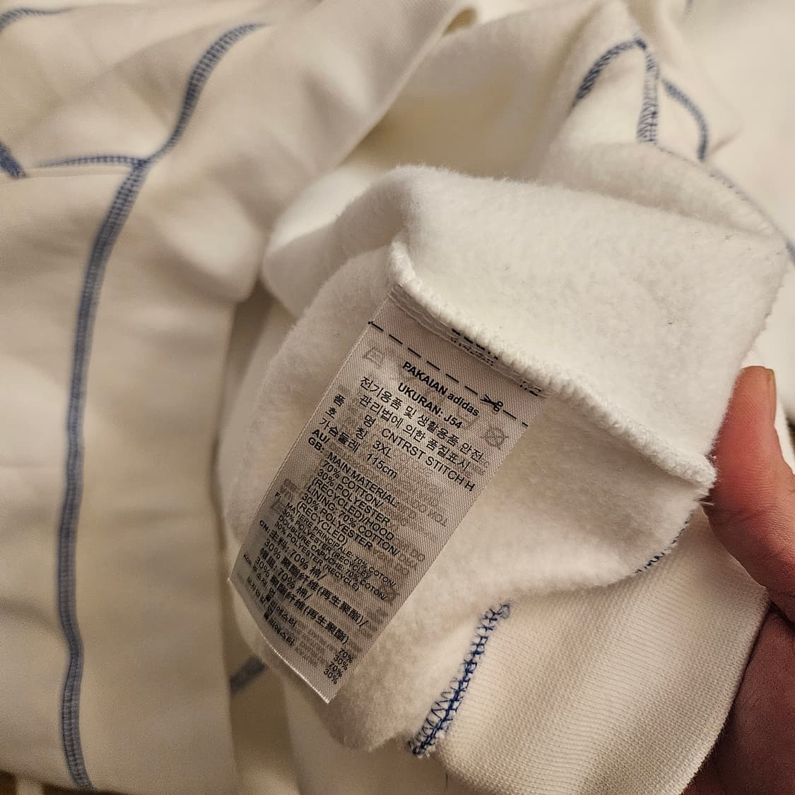 아디다스(Adidas) 블루 스티치 기모 후드 L size 상품이미지7