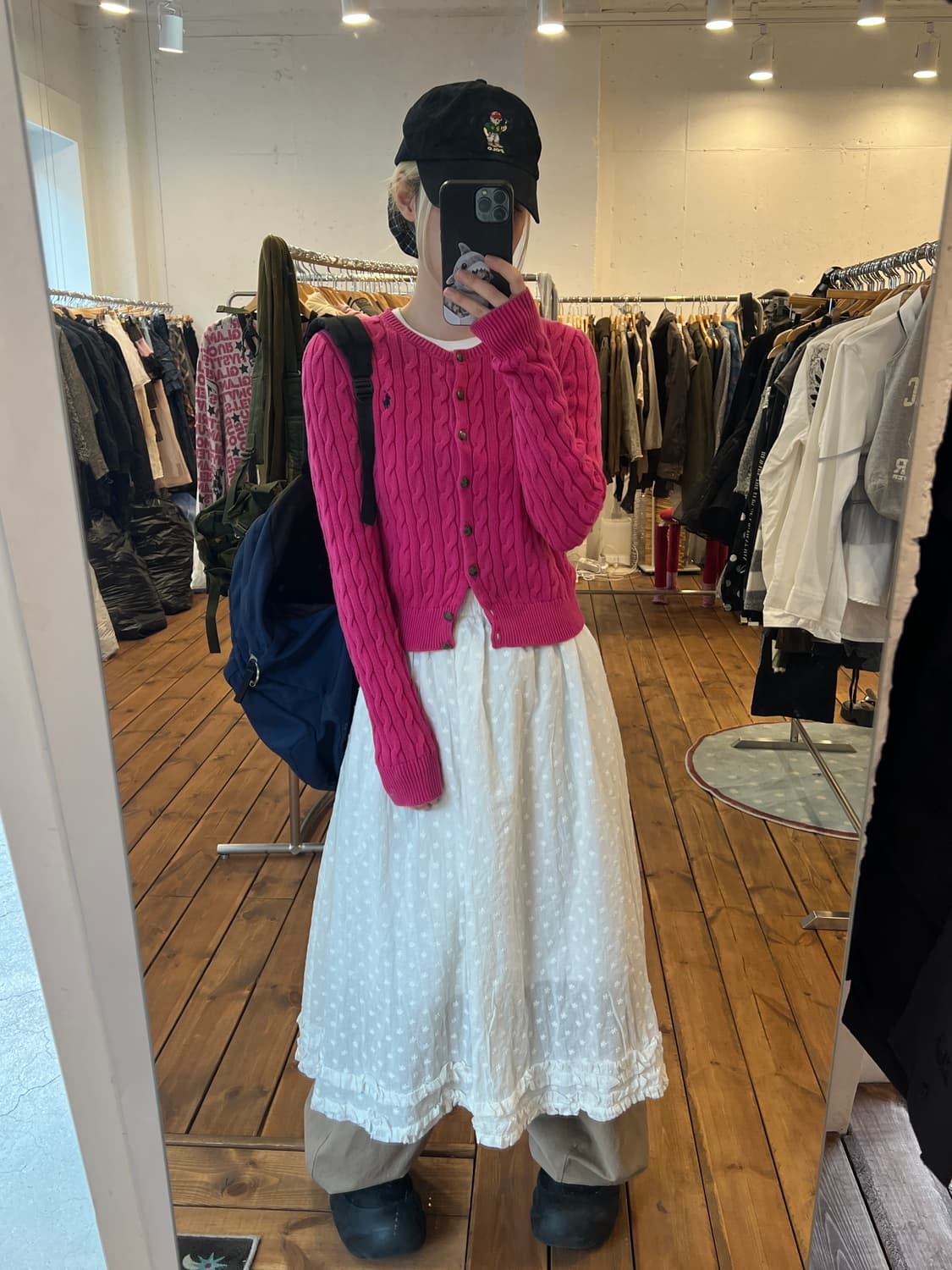 폴로 딥 핑크 니트 가디건 상품이미지1