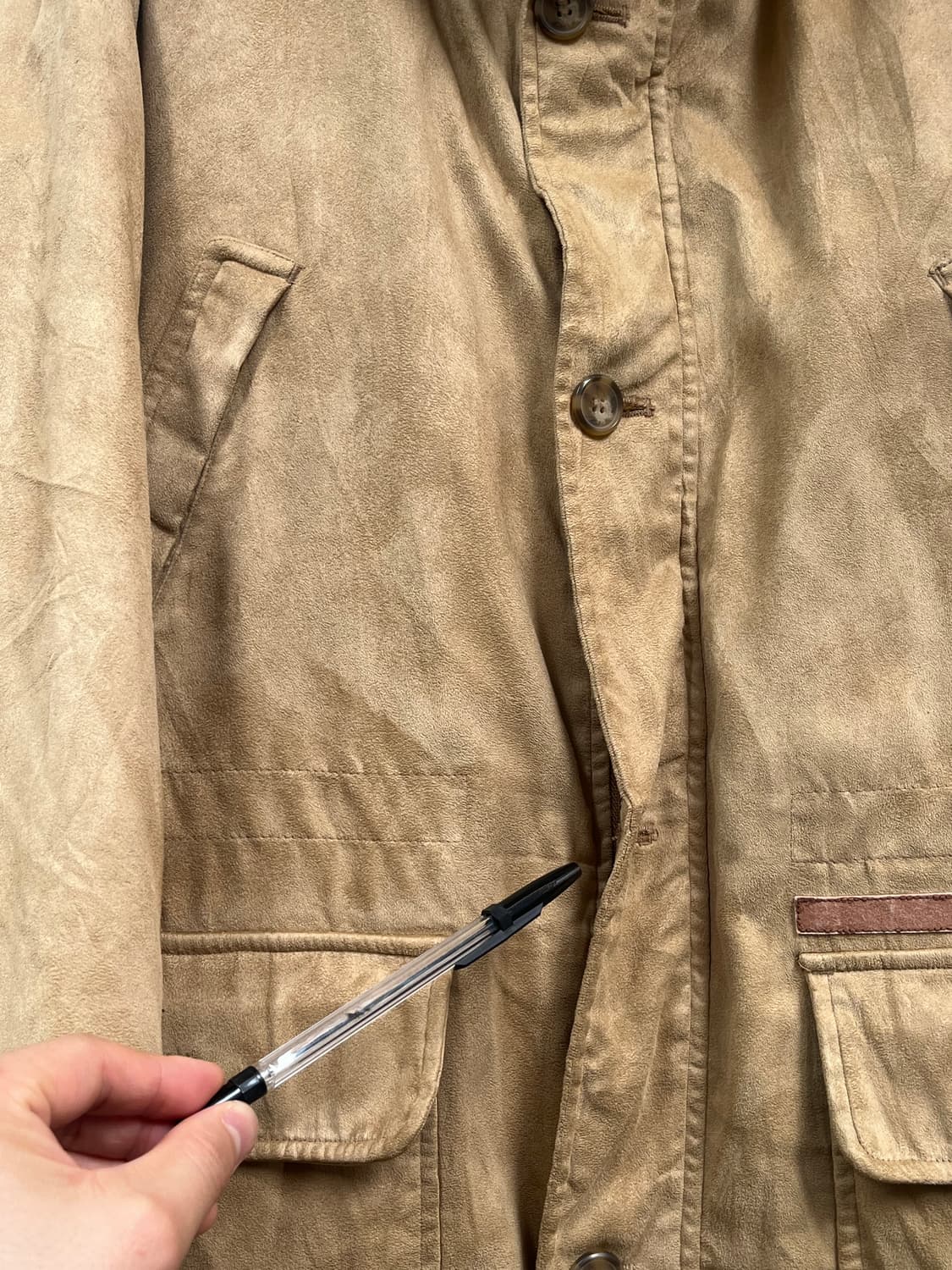 MCM 스웨이드 포켓 브라운 누빔 집업 자켓 M 상품이미지5