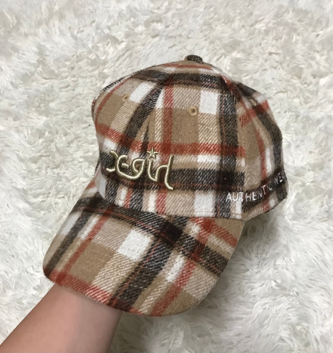 일본빈티지 엑스걸 체크 볼캡 모자 상품이미지1