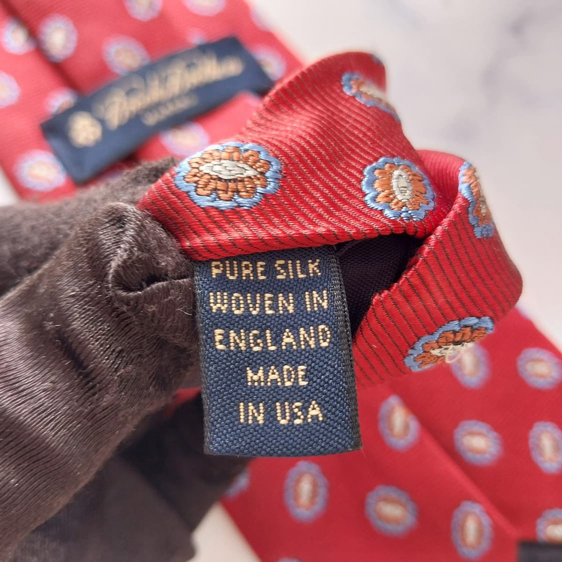 브룩스브라더스 실크 레드 패턴 넥타이 9.8cm A등급 K1810
 상품이미지10