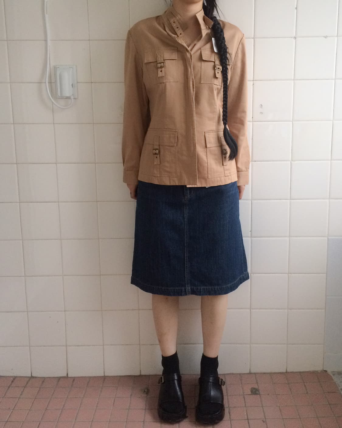 Belted multi pocket high neck jacket 상품이미지1
