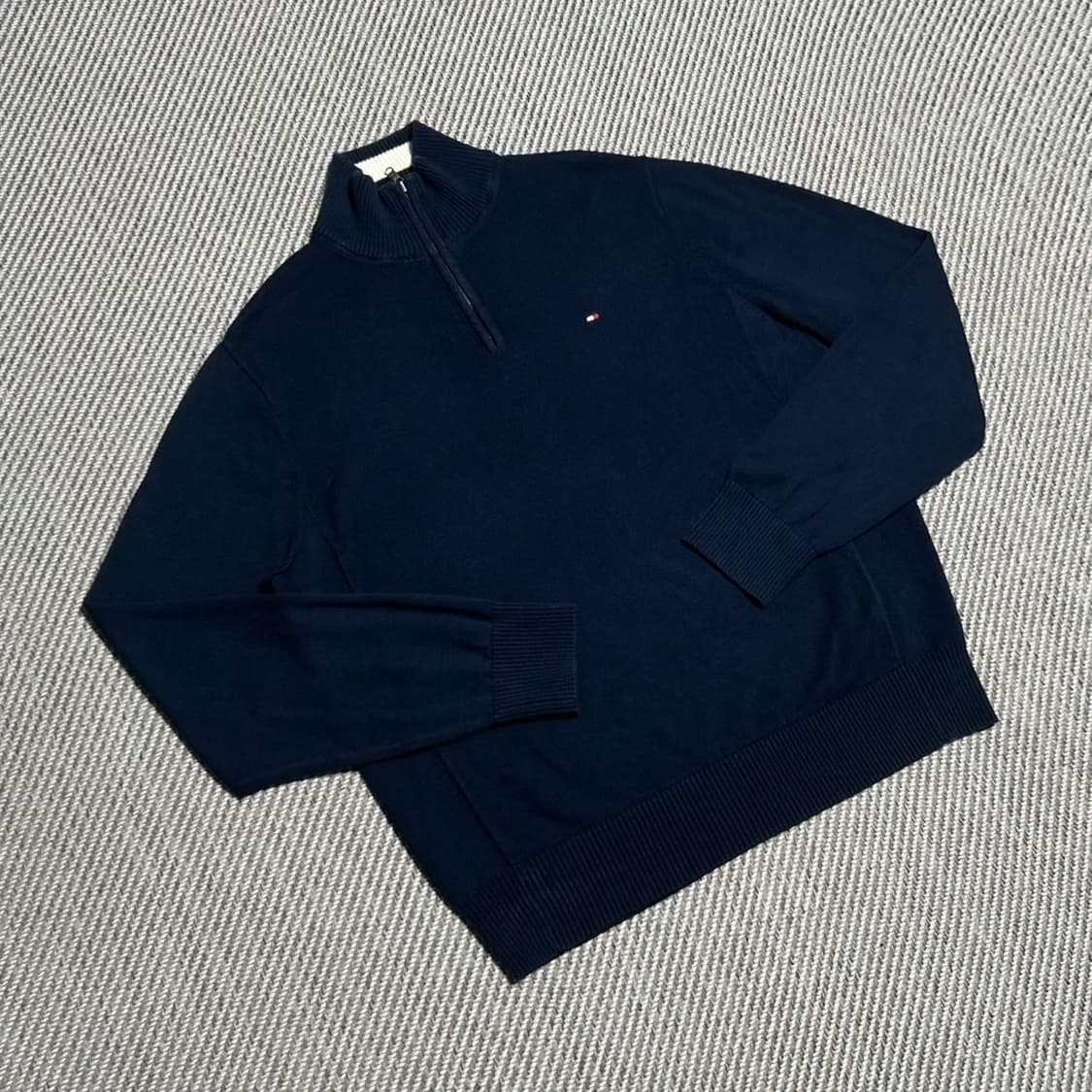 [L] Tommy 타미힐피거 네이비 반집업 코튼 니트 상품이미지2