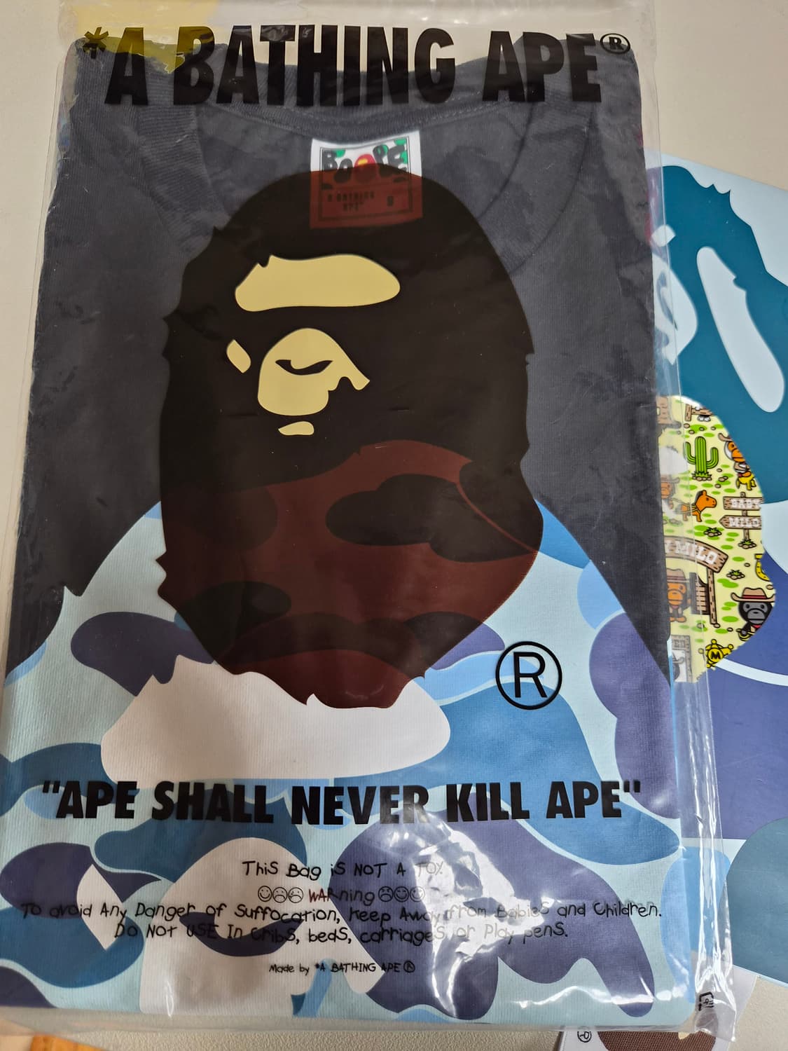 베이프 정품 여성용 S 에이비씨 카모 빅 에이프 헤드 티 상품이미지2