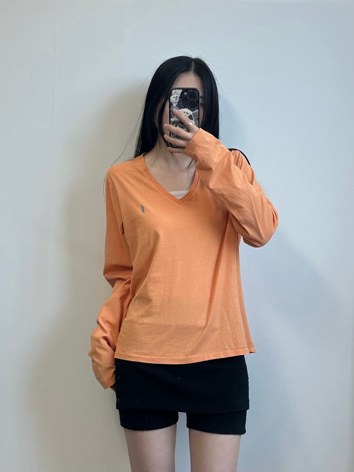 폴로 랄프로렌 자수로고 브이넥 롱 슬리브 긴팔티 상품이미지1